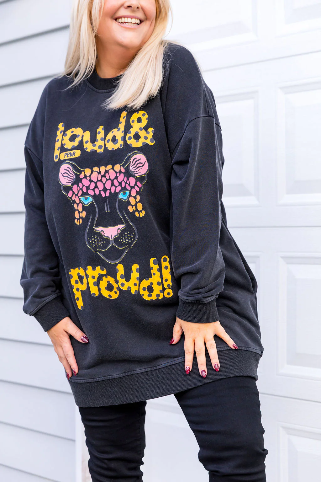 Evan Longline Sweatshirt in Loud Black Acid Wash by Kasey Rainbow - Image 5