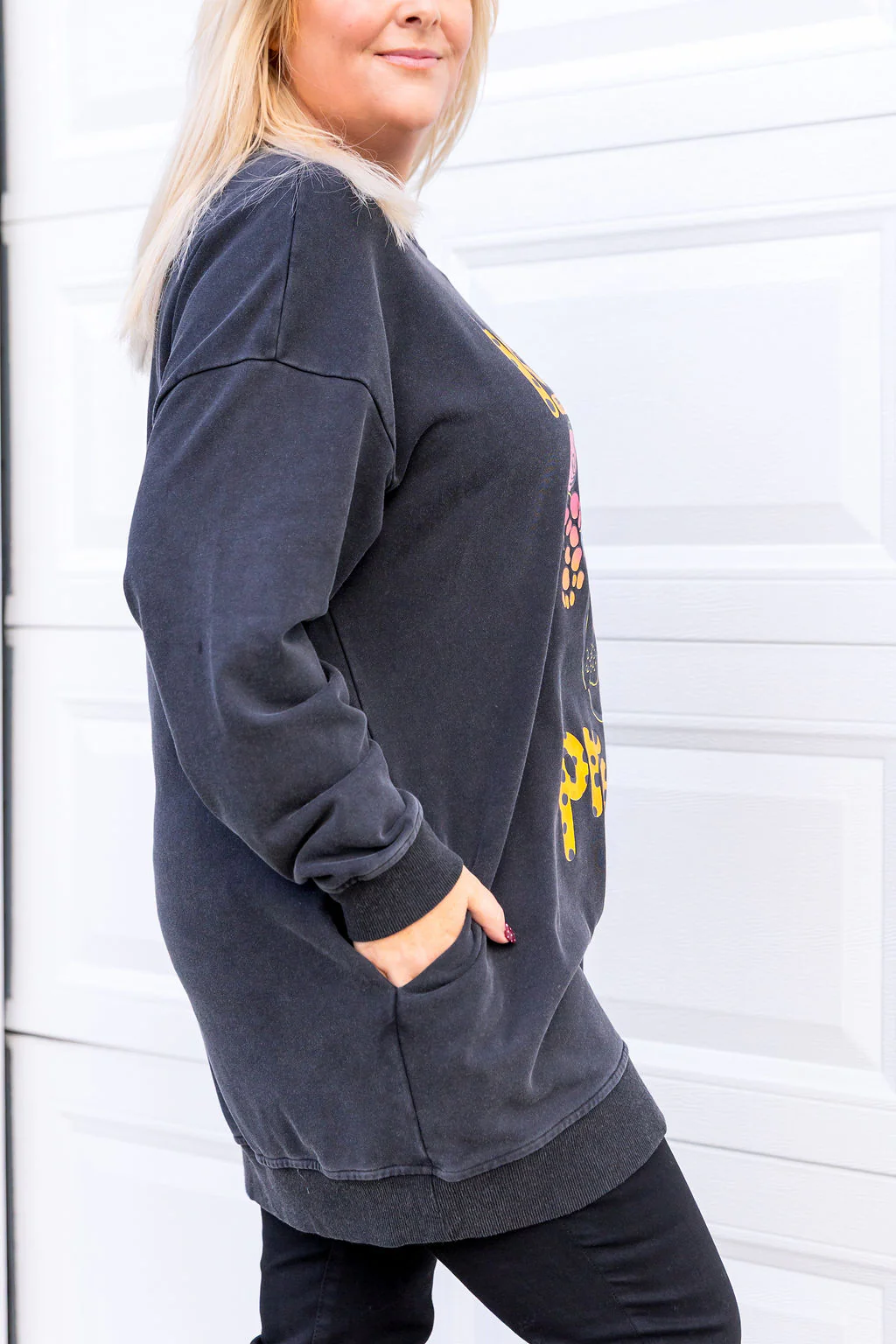 Evan Longline Sweatshirt in Loud Black Acid Wash by Kasey Rainbow - Image 6