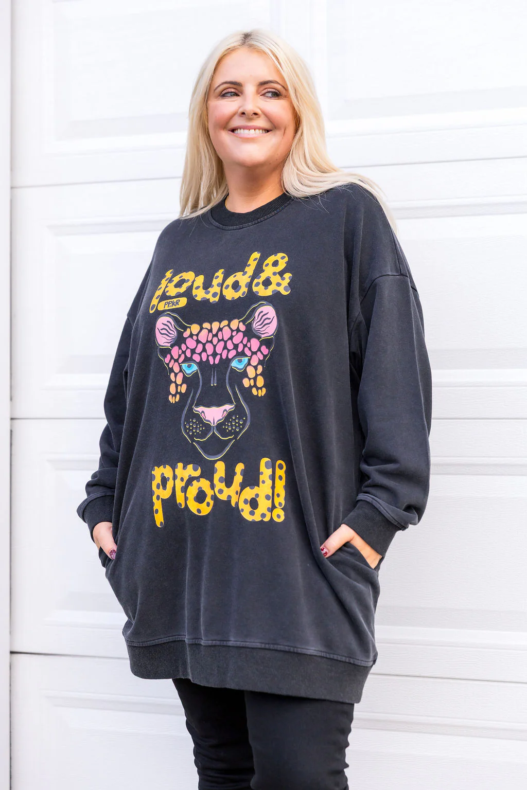 Evan Longline Sweatshirt in Loud Black Acid Wash by Kasey Rainbow - Image 7