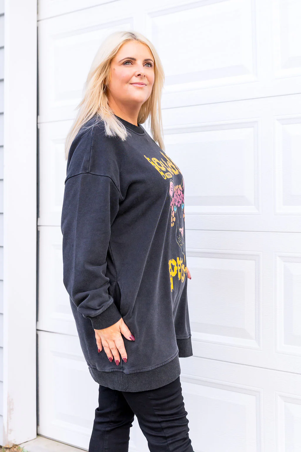 Evan Longline Sweatshirt in Loud Black Acid Wash by Kasey Rainbow - Image 9