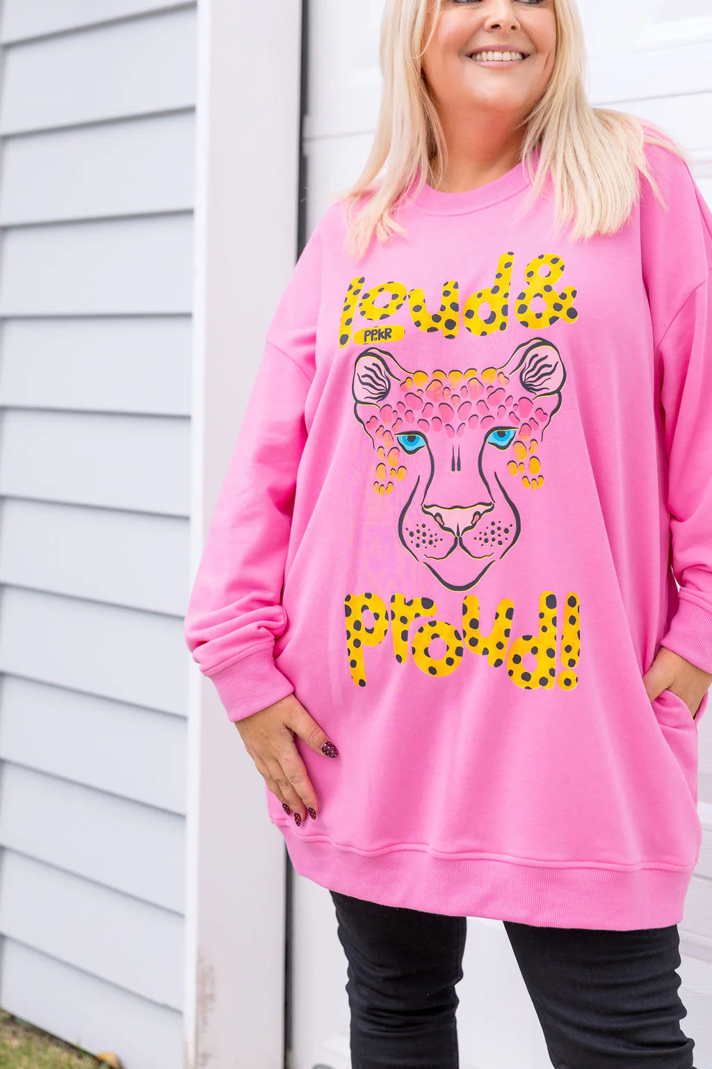 Evan Longline Sweatshirt in Loud Pink by Kasey Rainbow - Image 4