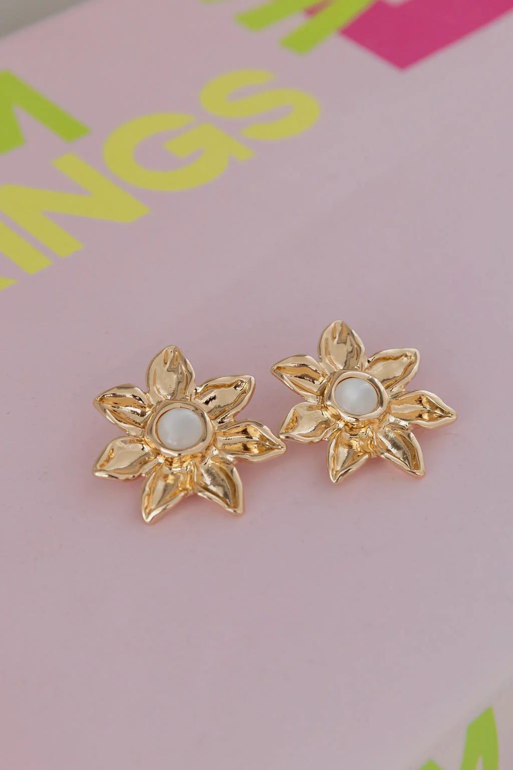Floral Stone Stud Earrings