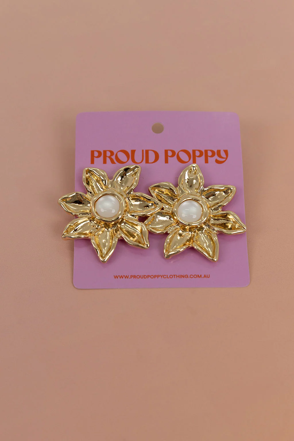 Floral Stone Stud Earrings - Image 2