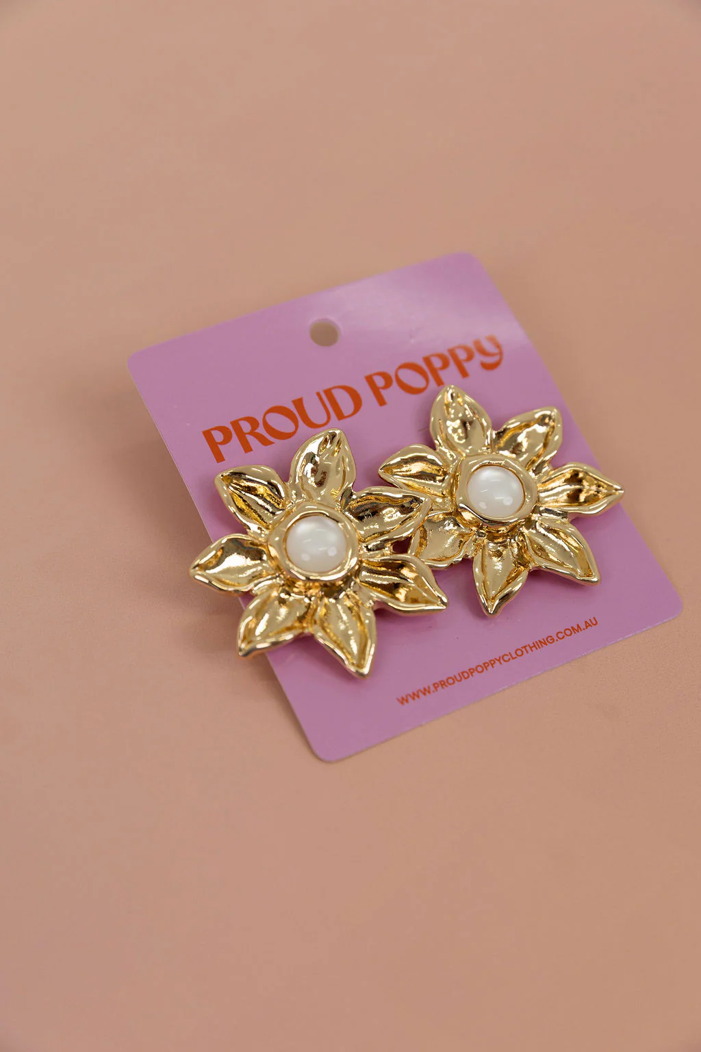 Floral Stone Stud Earrings - Image 3