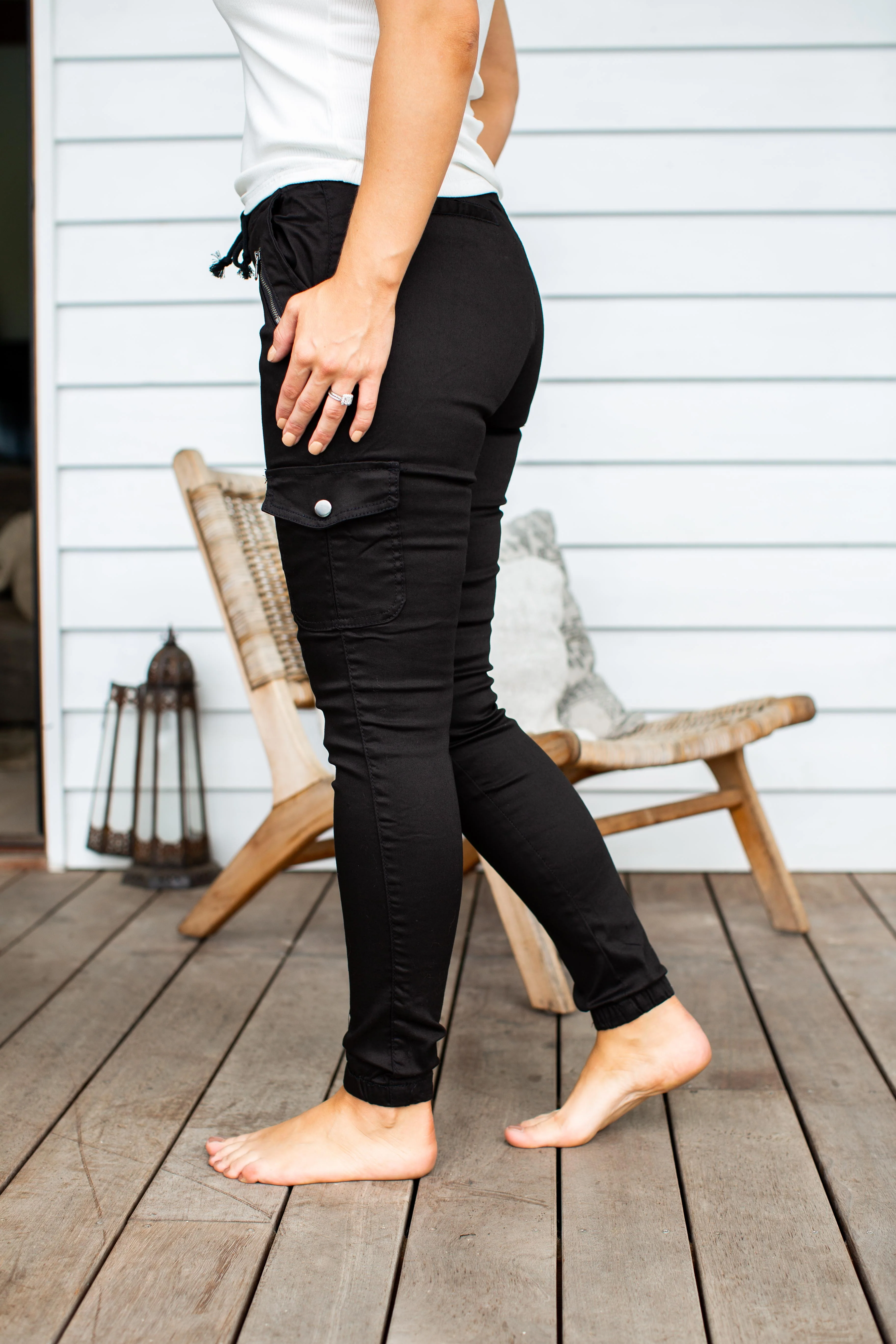 Florence Denim Joggers in Black - Image 5