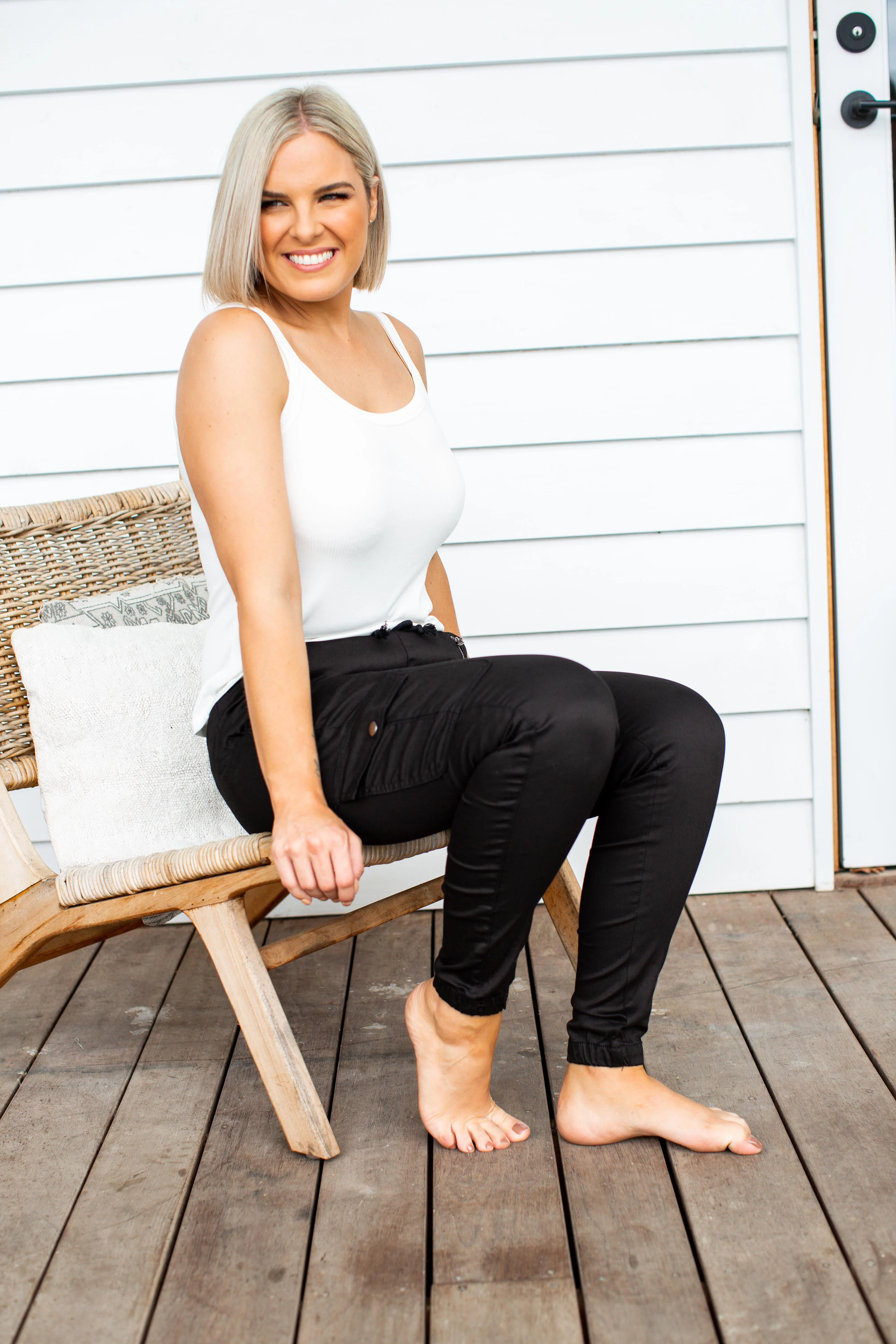Florence Denim Joggers in Black - Image 7
