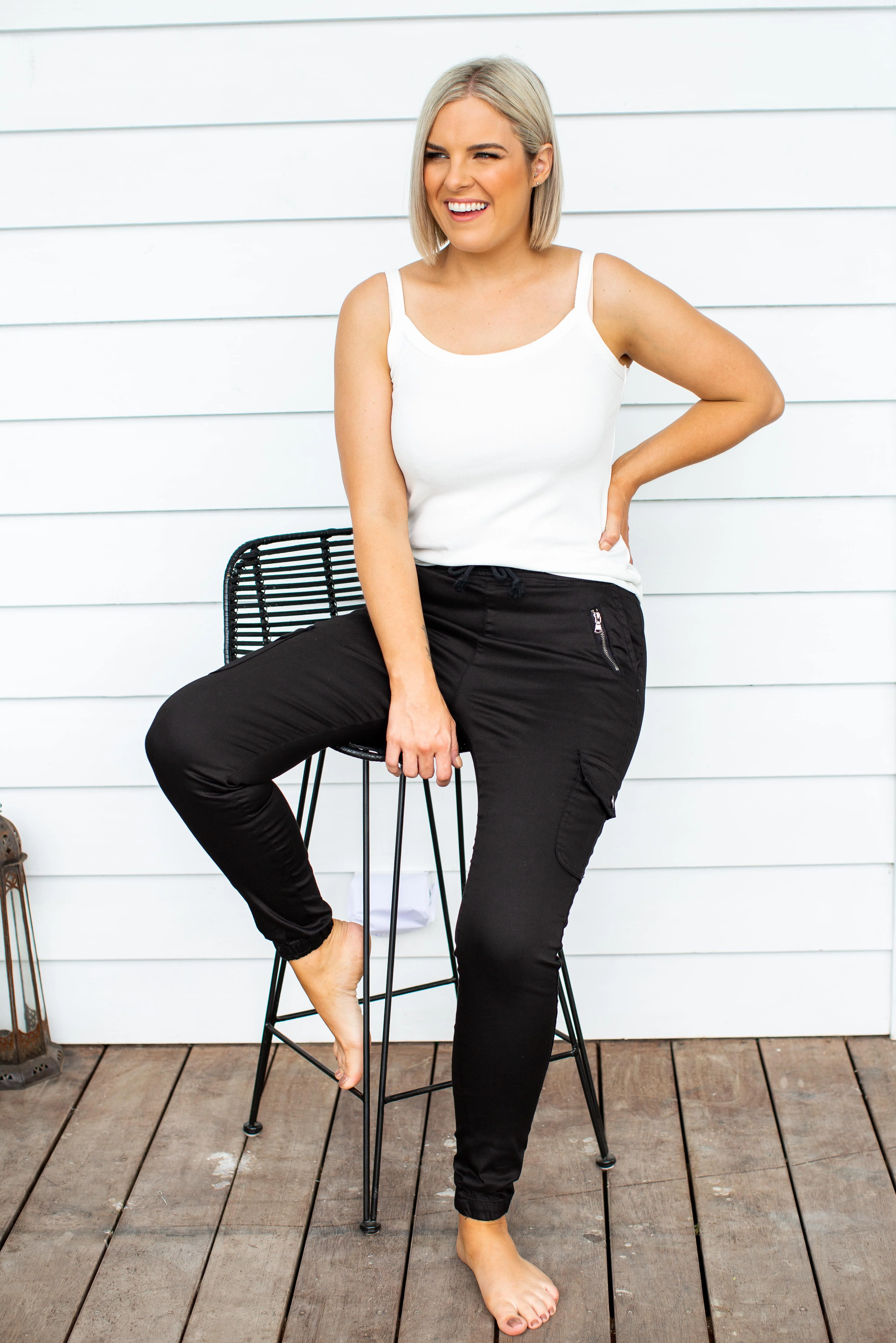 Florence Denim Joggers in Black - Image 8