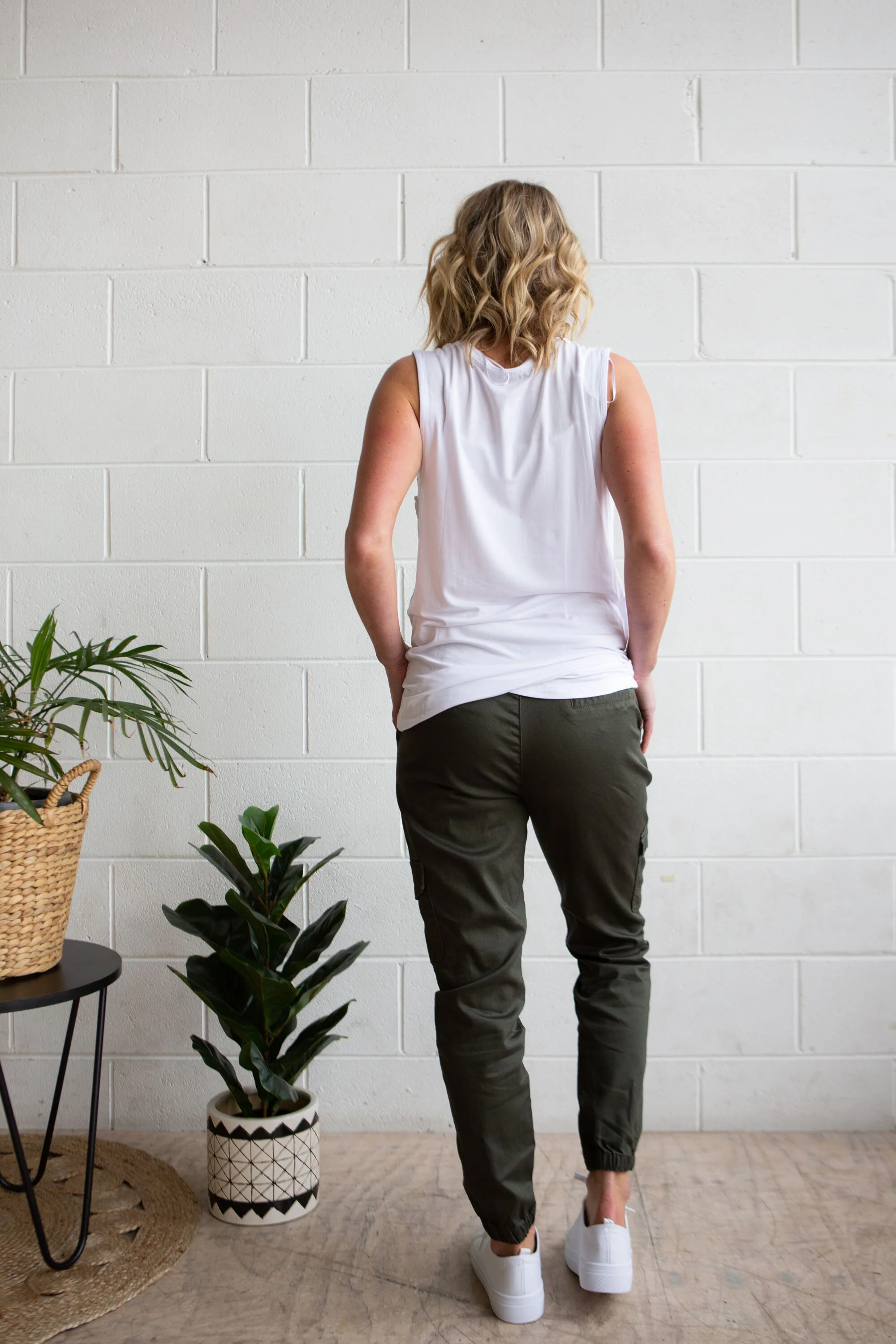 Florence Denim Joggers in Khaki - Image 12