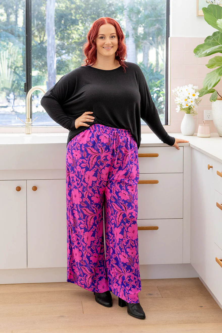 Gina Pants in Purple Blooms