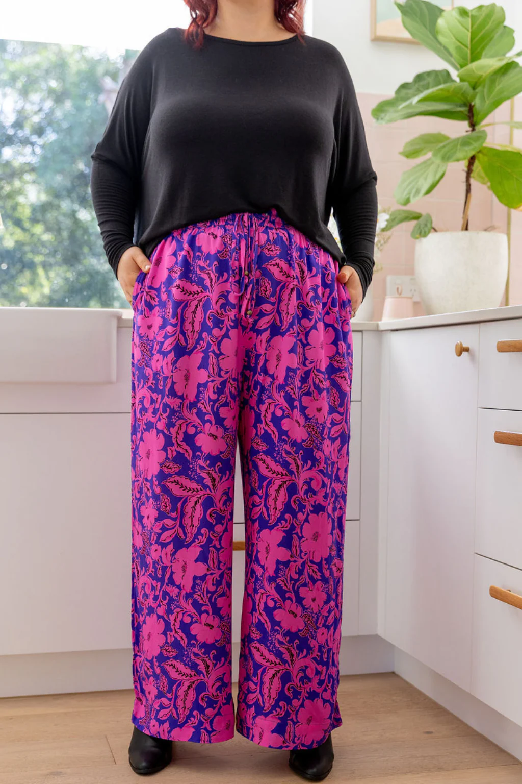 Gina Pants in Purple Blooms - Image 2
