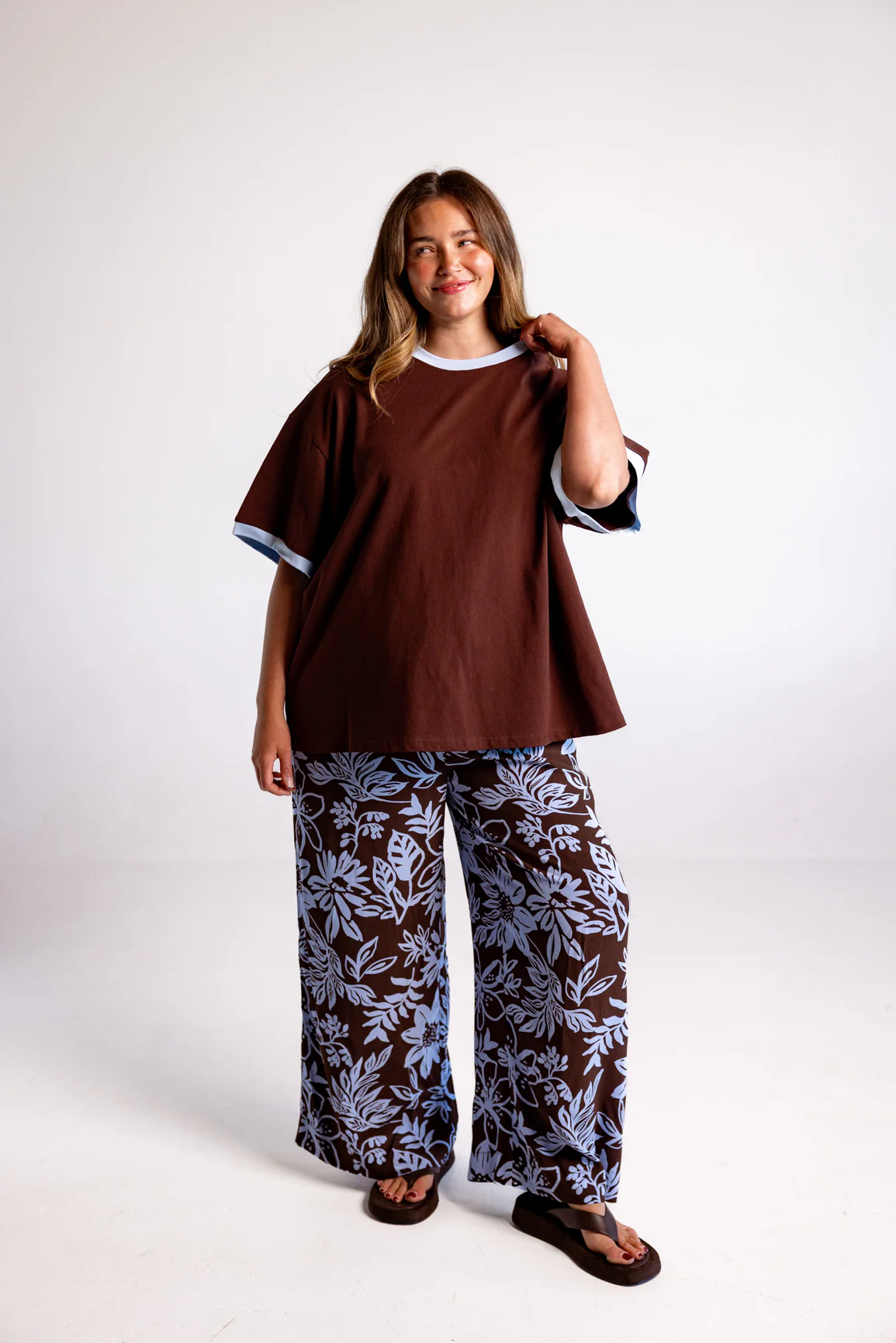 Gina Pants in in Blue Lani Chocolate - Image 5