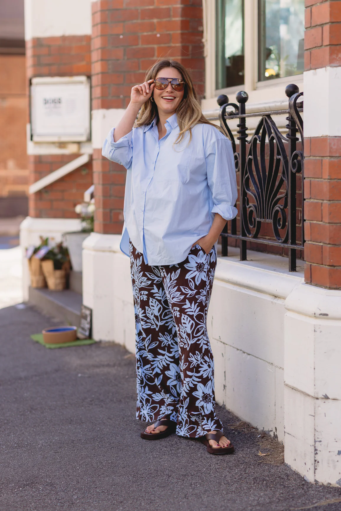 Gina Pants in in Blue Lani Chocolate - Image 7