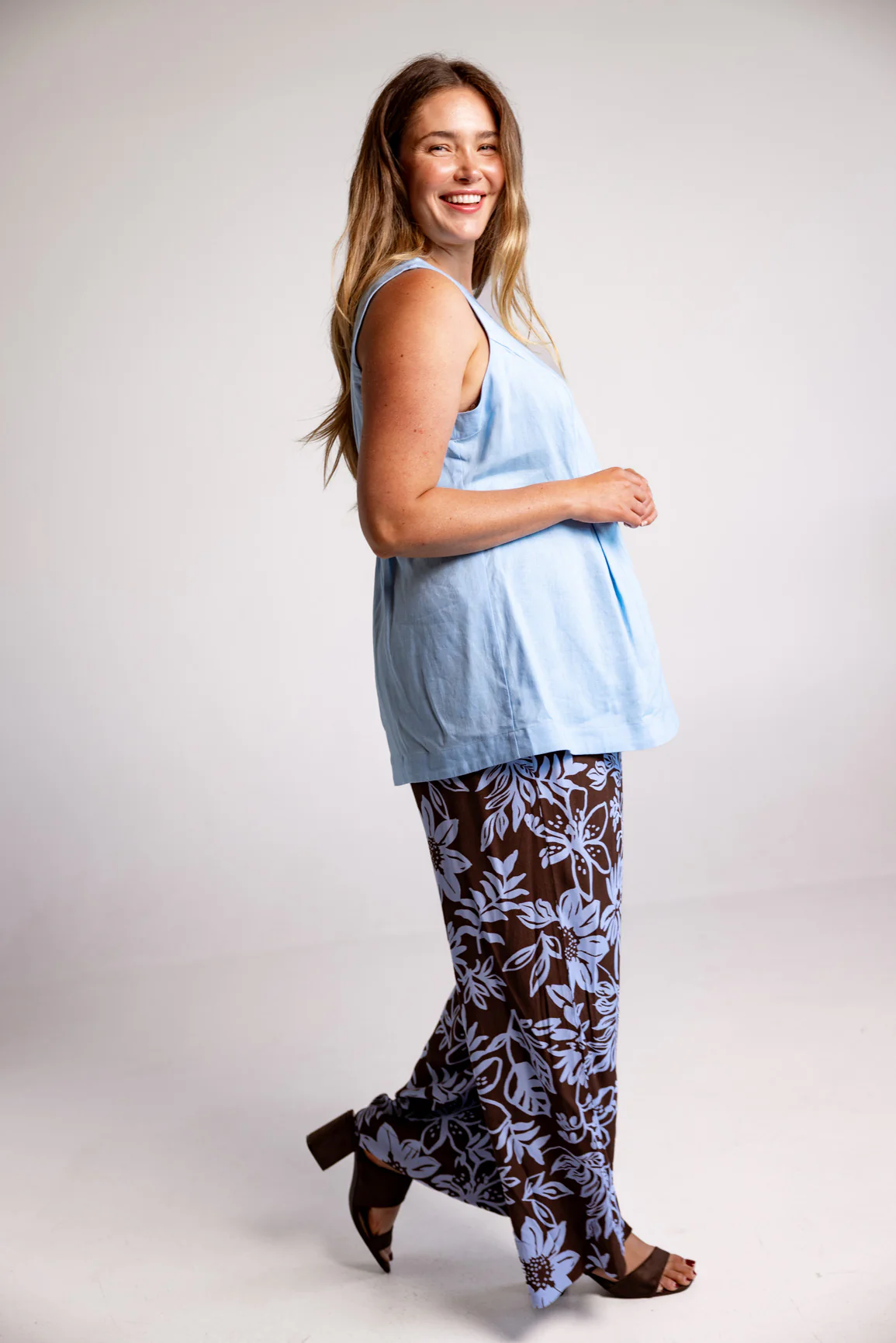Gina Pants in in Blue Lani Chocolate - Image 9