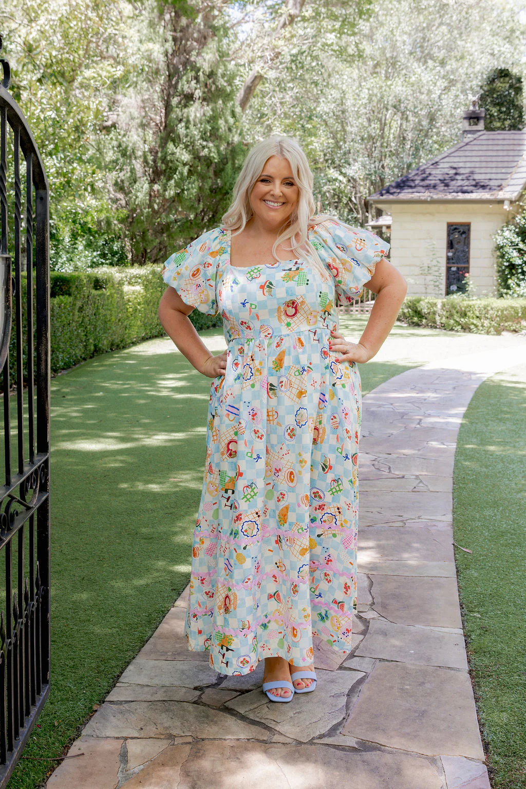 Giovanna Linen Blend Maxi Dress in Picnic - Image 11