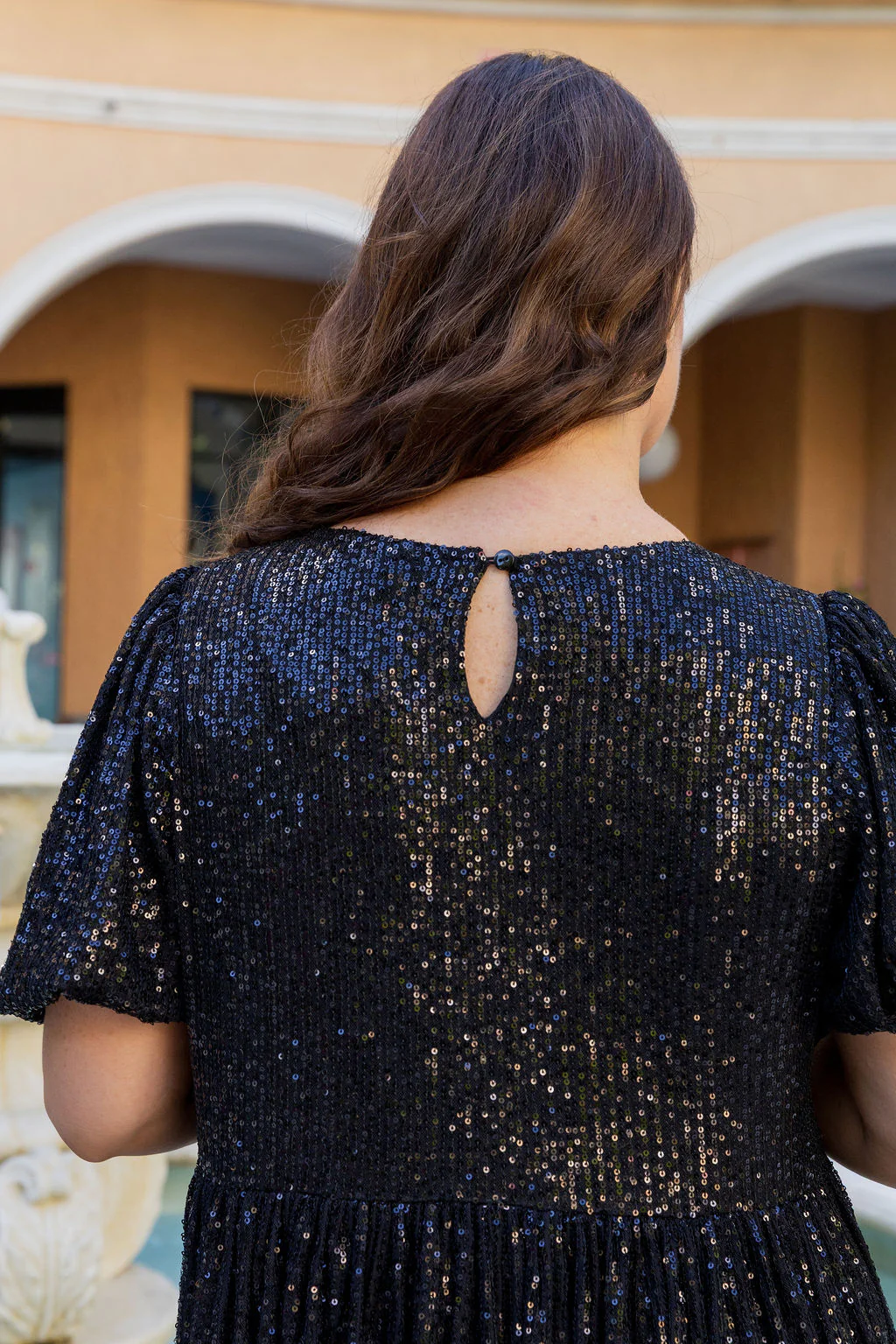 Glimmer Sequin Midi Dress in Black - Image 12