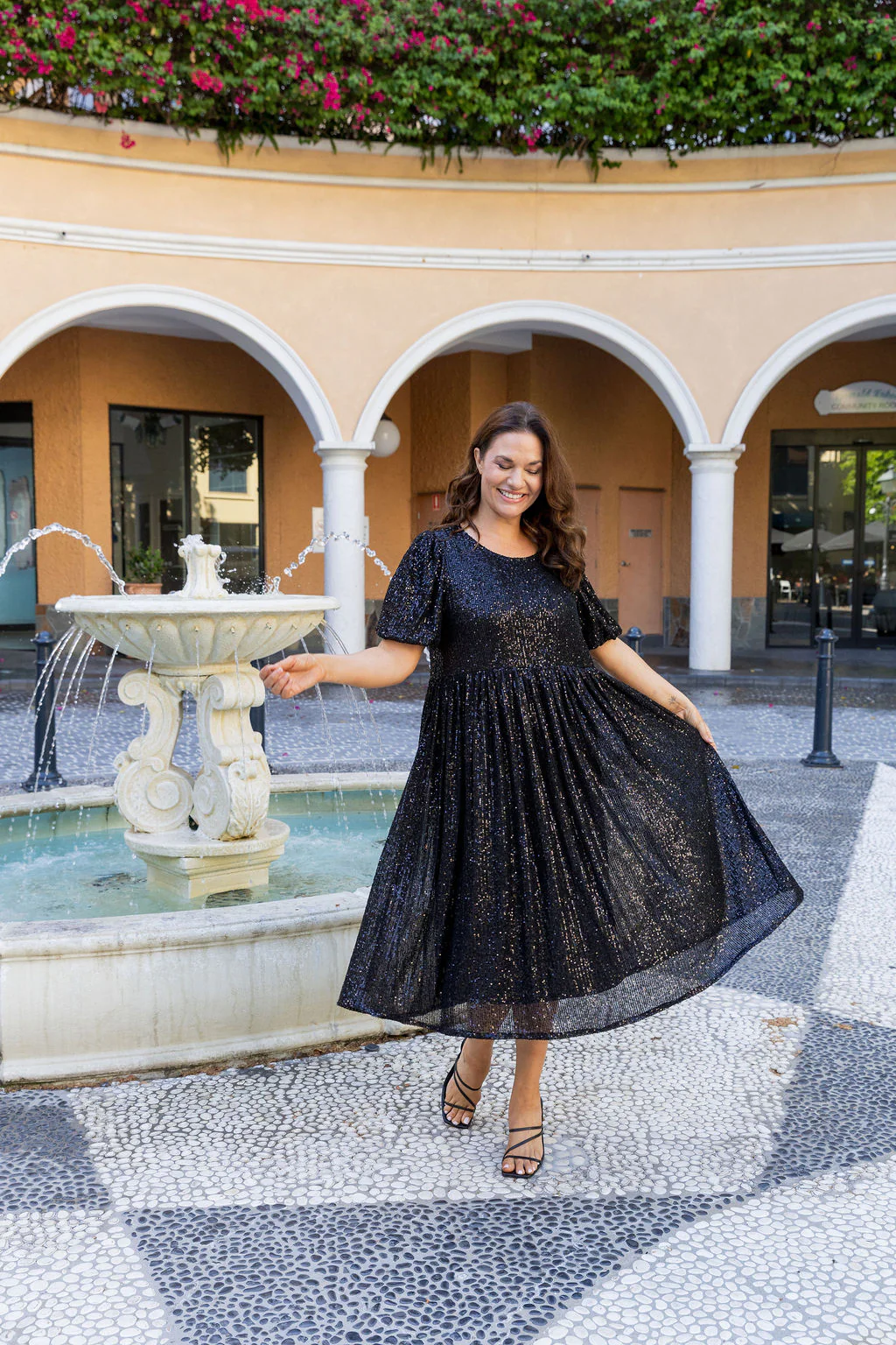 Glimmer Sequin Midi Dress in Black - Image 5