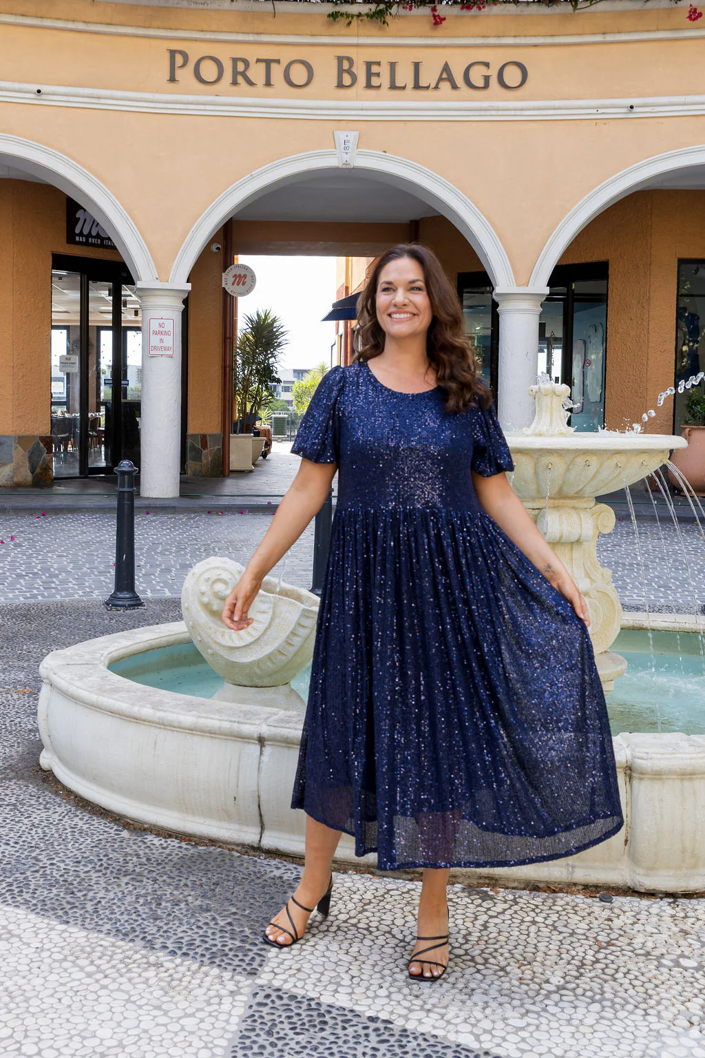 Glimmer Sequin Midi Dress in Navy - Image 6