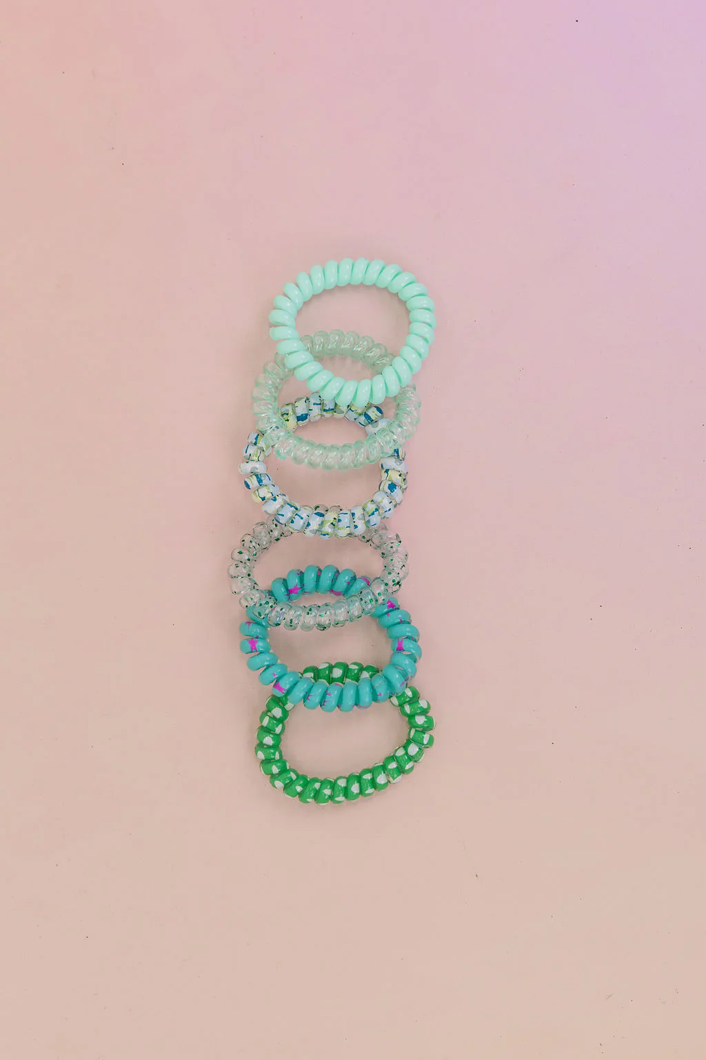 Green & Aqua Coil Hair Ties – 6 Pack - Image 3