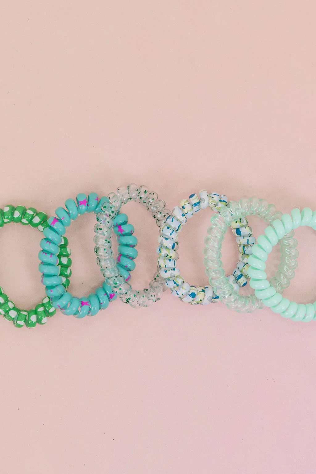 Green & Aqua Coil Hair Ties – 6 Pack - Image 5