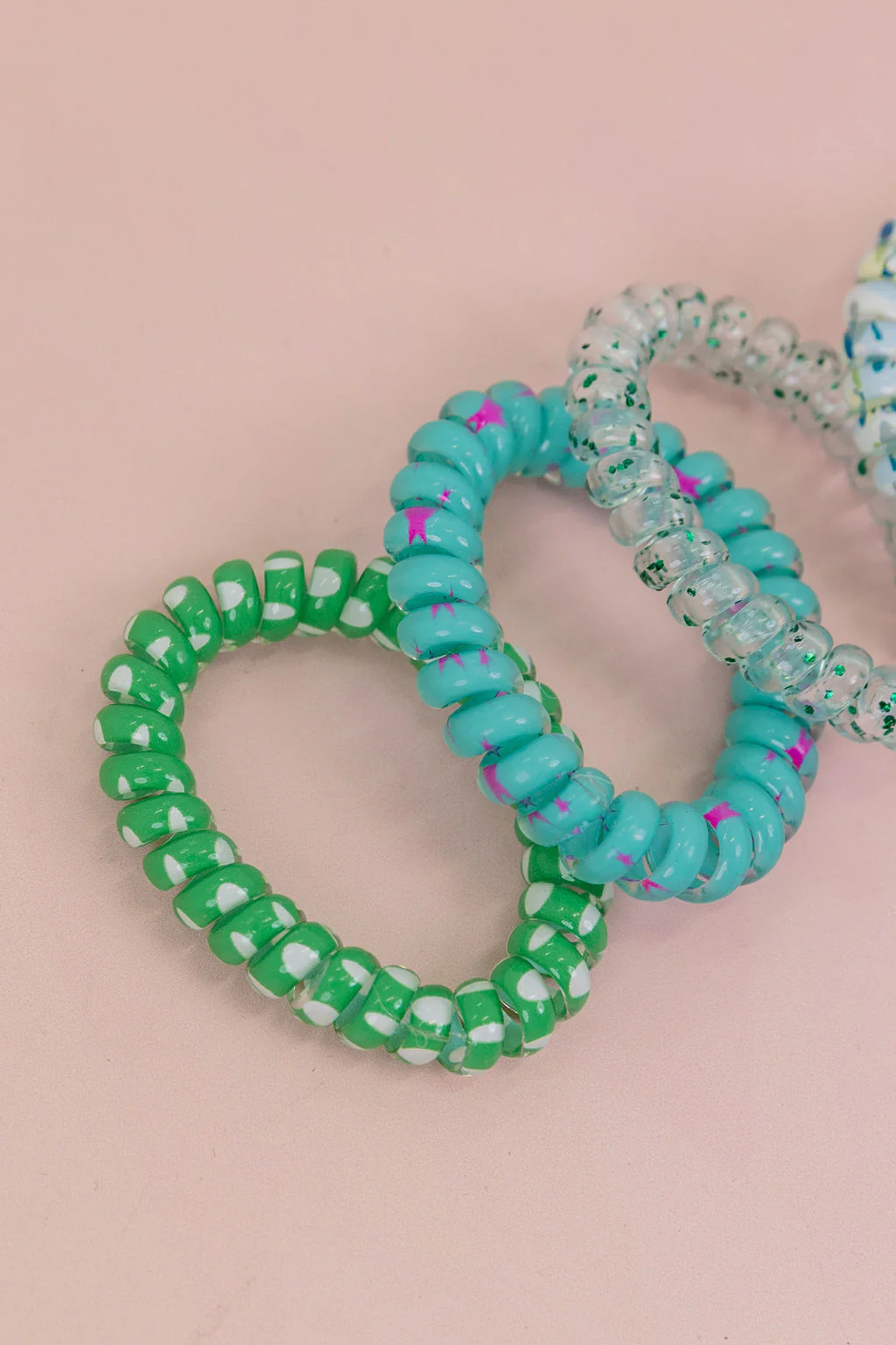 Green & Aqua Coil Hair Ties – 6 Pack - Image 6