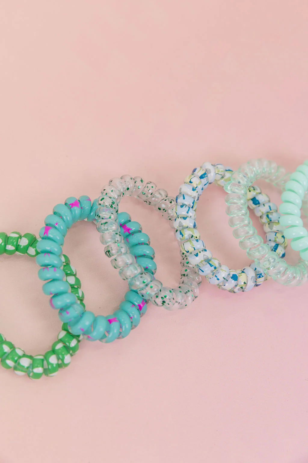 Green & Aqua Coil Hair Ties – 6 Pack - Image 8
