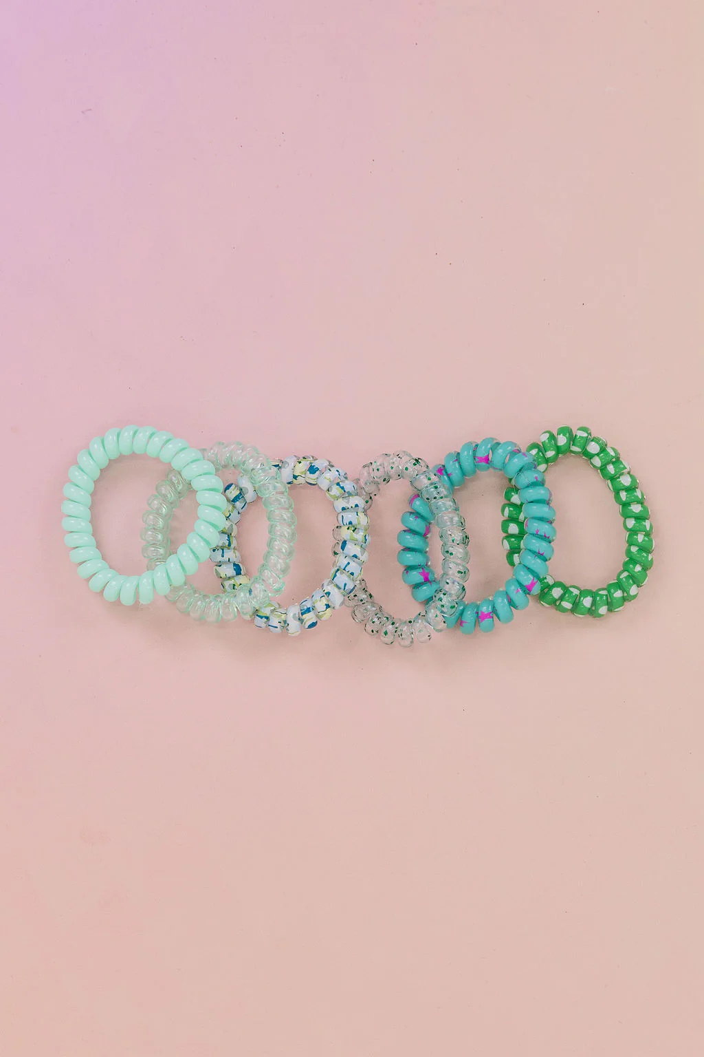 Green & Aqua Coil Hair Ties – 6 Pack - Image 9
