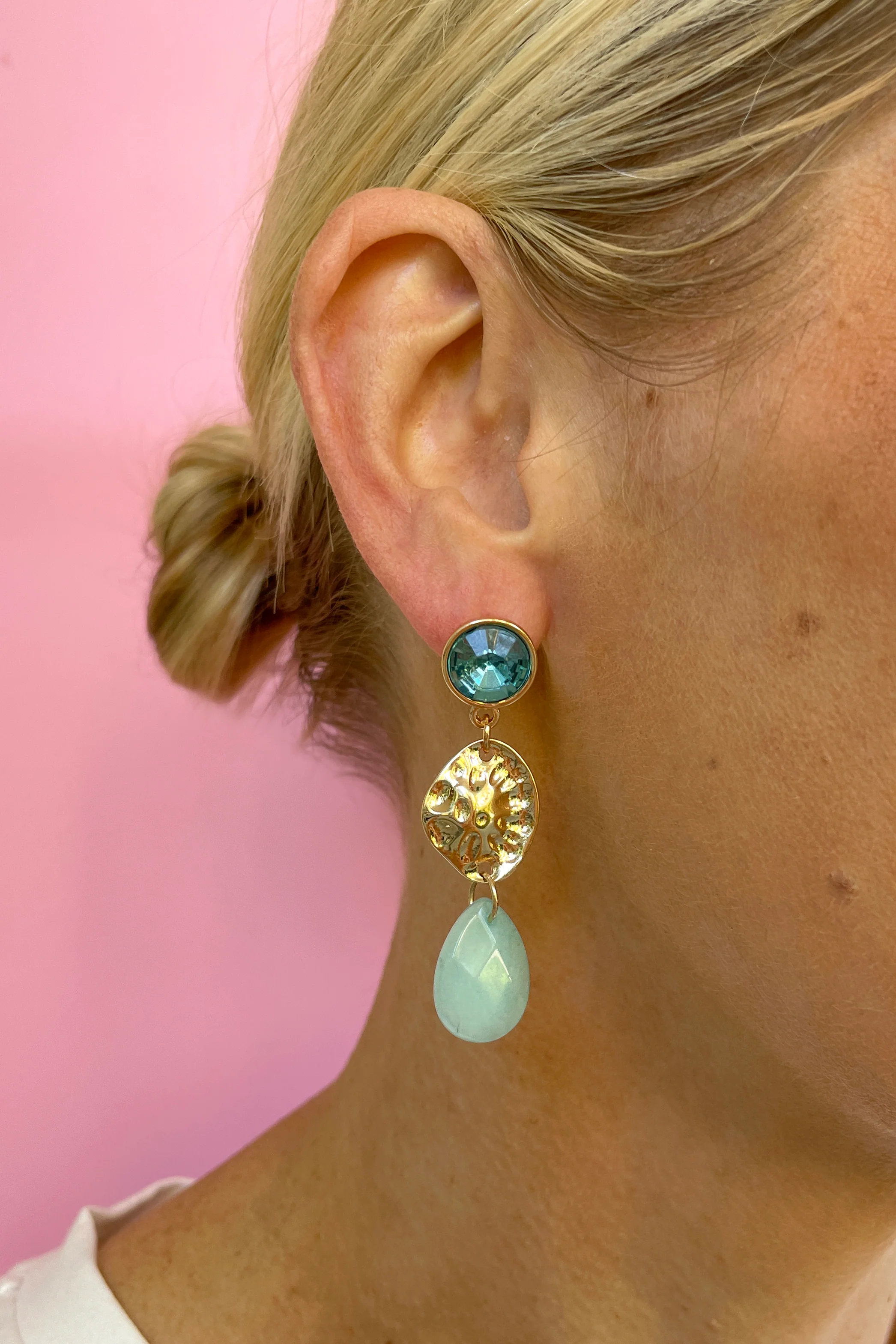 Blue & Gold Drop Earrings - Image 2