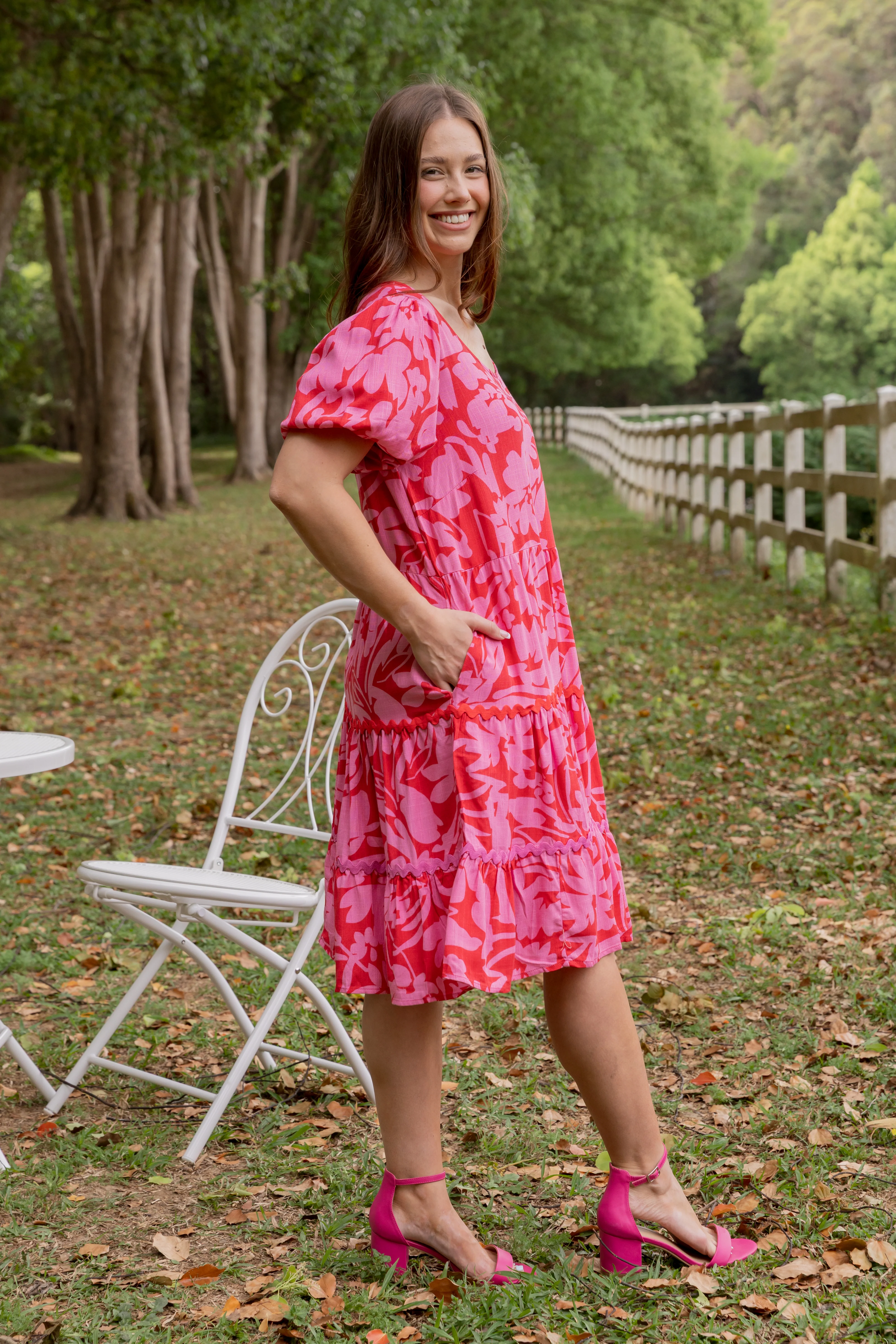 Greta Linen Blend Party Dress in Fiesta - Image 10