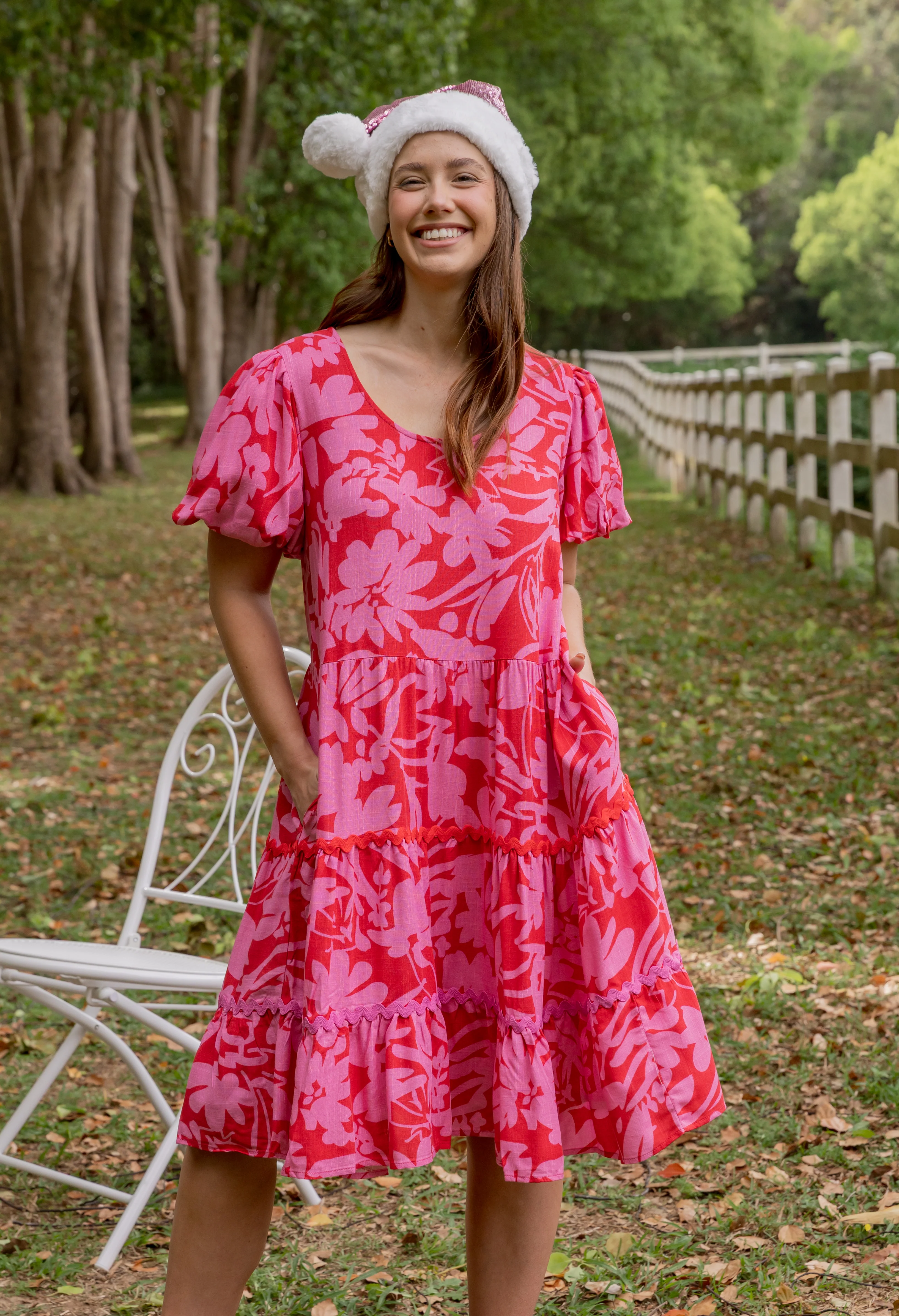 Greta Linen Blend Party Dress in Fiesta - Image 13