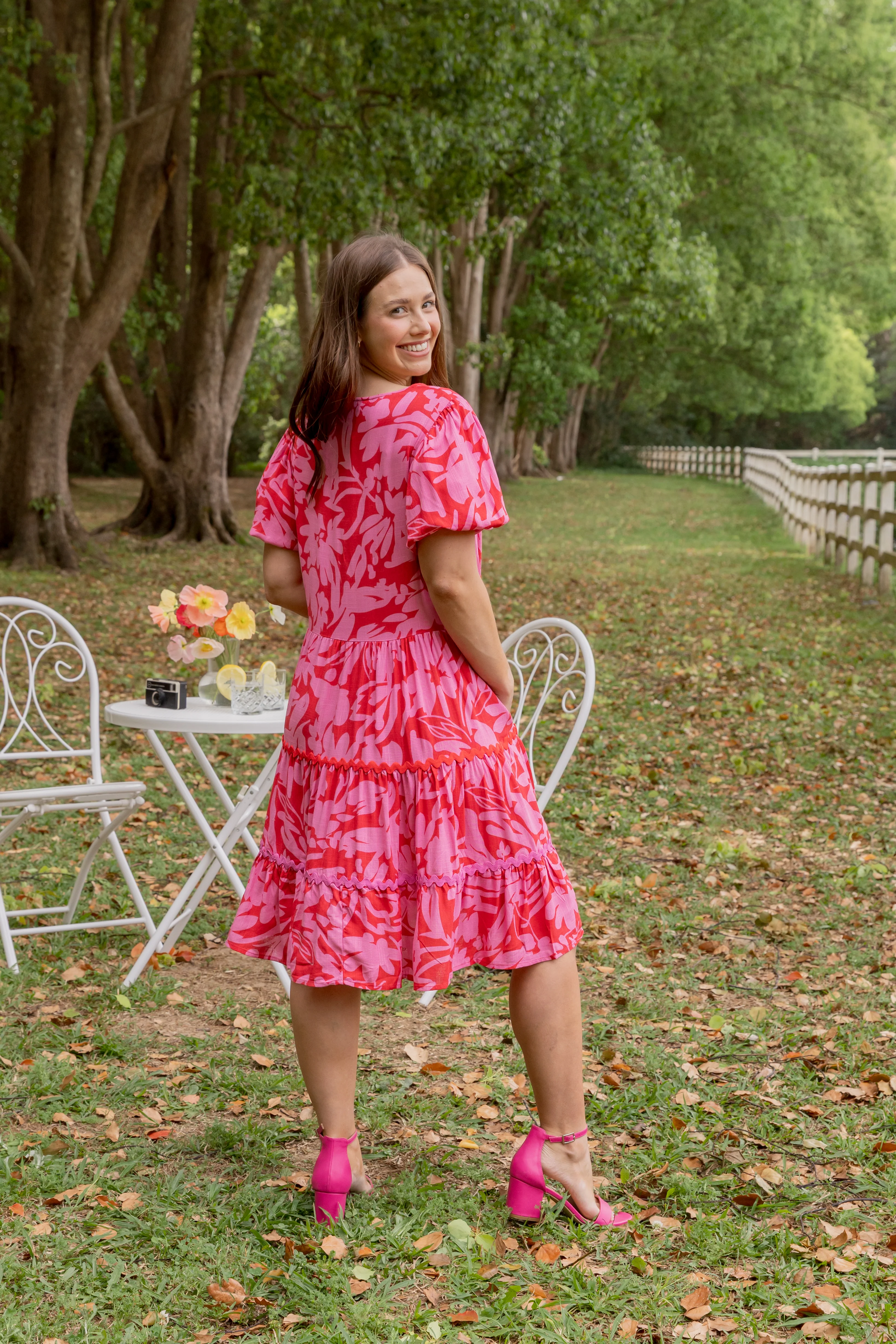 Greta Linen Blend Party Dress in Fiesta - Image 14
