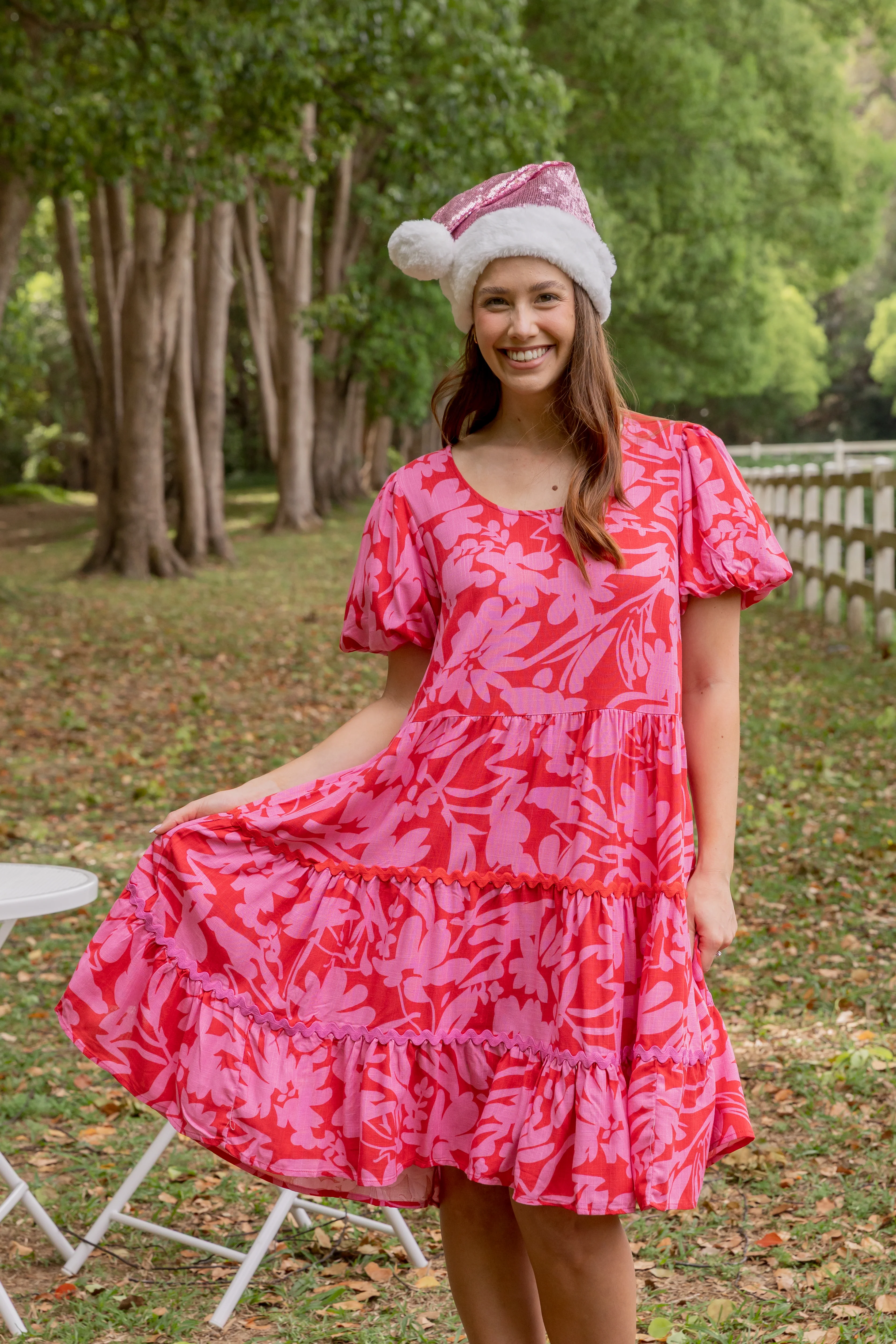 Greta Linen Blend Party Dress in Fiesta - Image 17