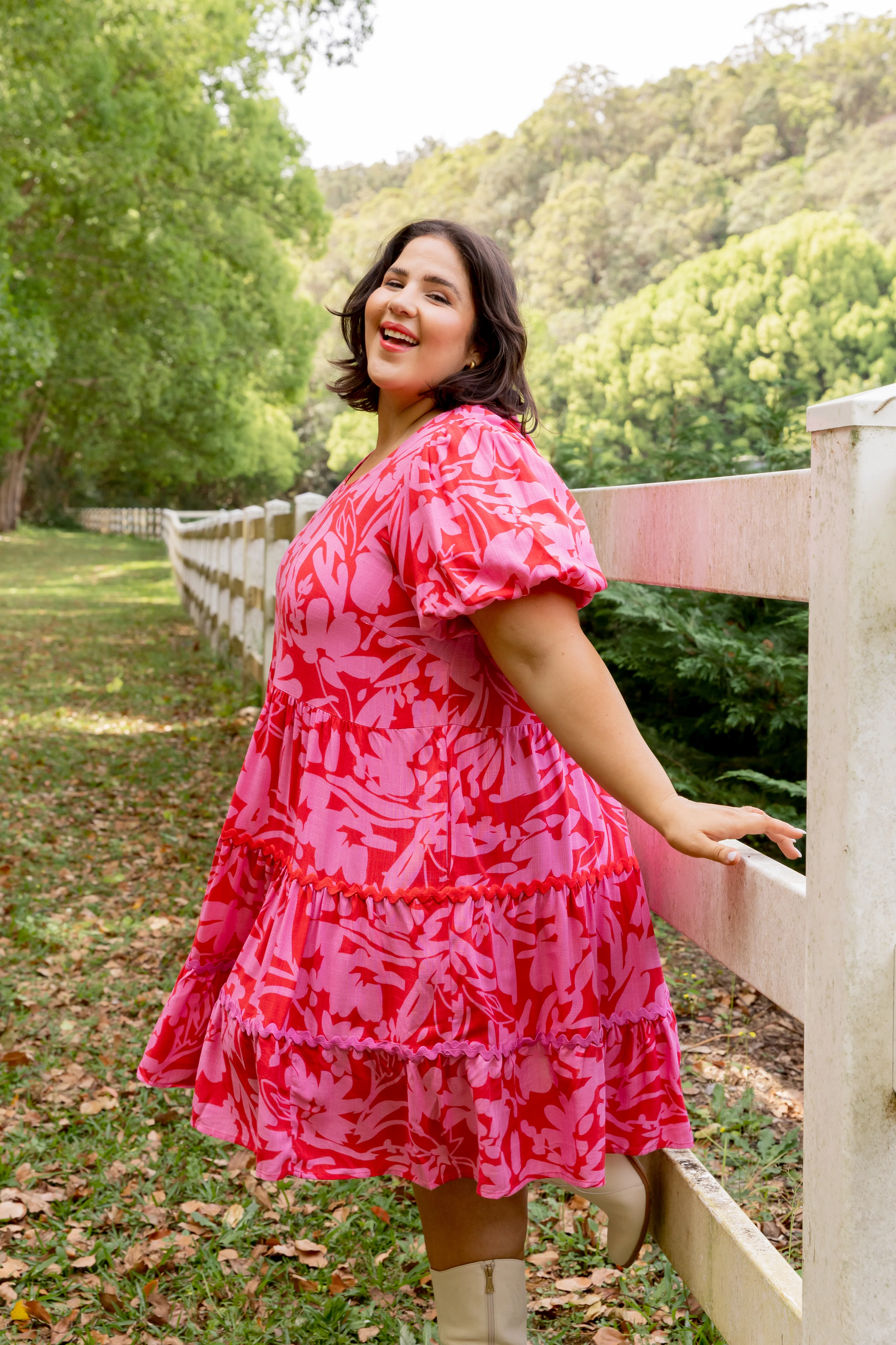 Greta Linen Blend Party Dress in Fiesta - Image 18