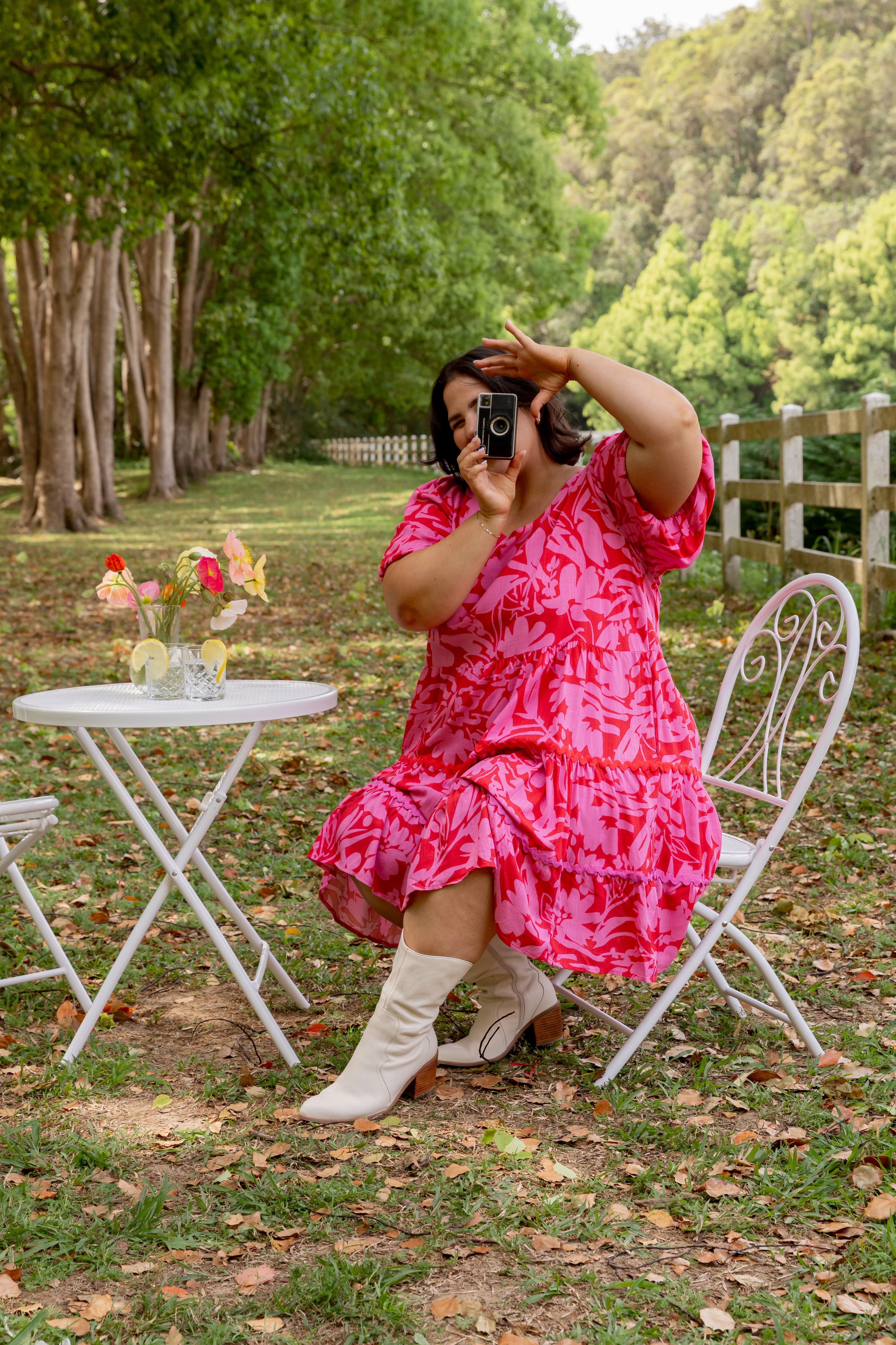 Greta Linen Blend Party Dress in Fiesta - Image 19