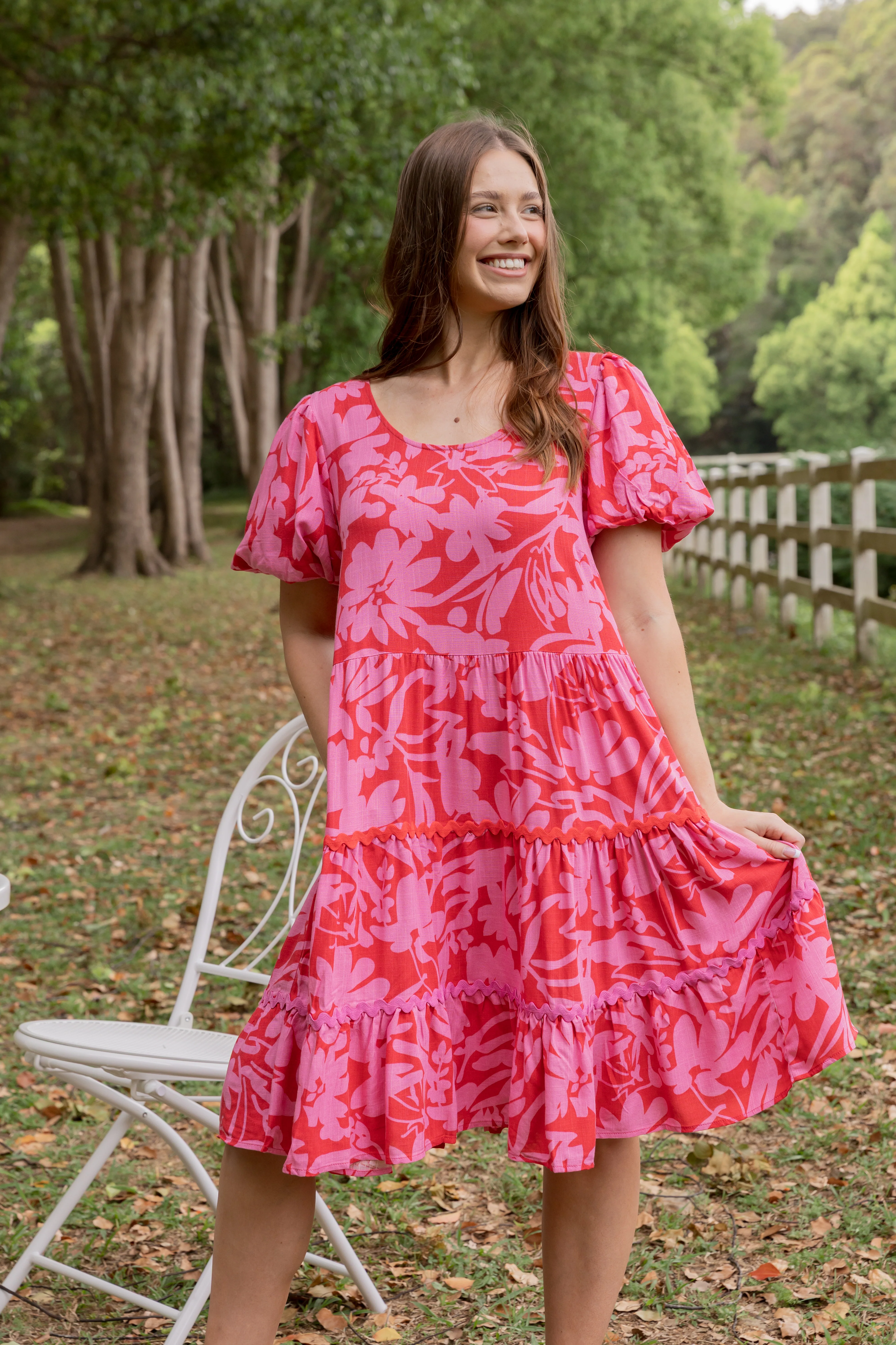 Greta Linen Blend Party Dress in Fiesta - Image 2
