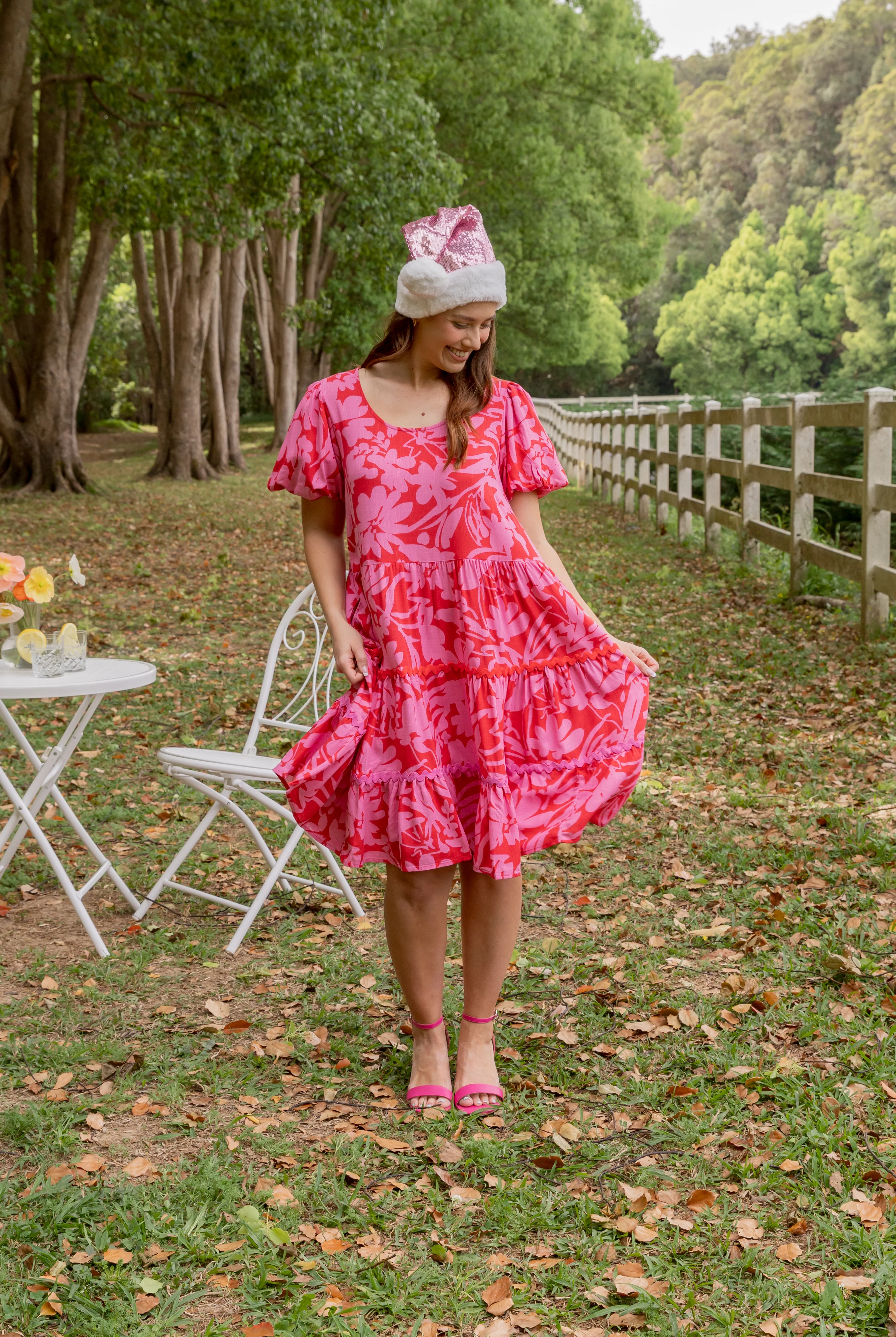 Greta Linen Blend Party Dress in Fiesta - Image 21