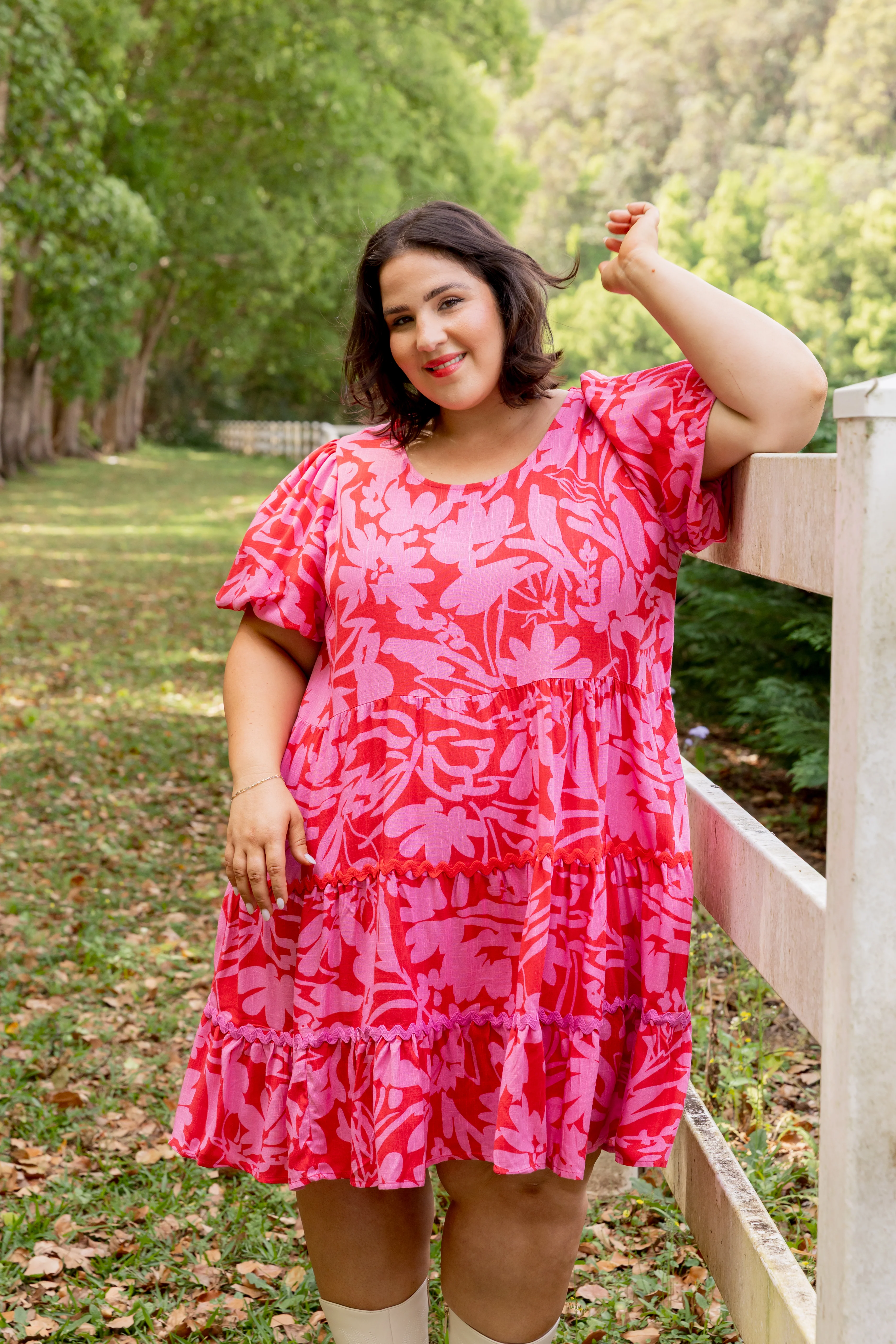 Greta Linen Blend Party Dress in Fiesta - Image 4