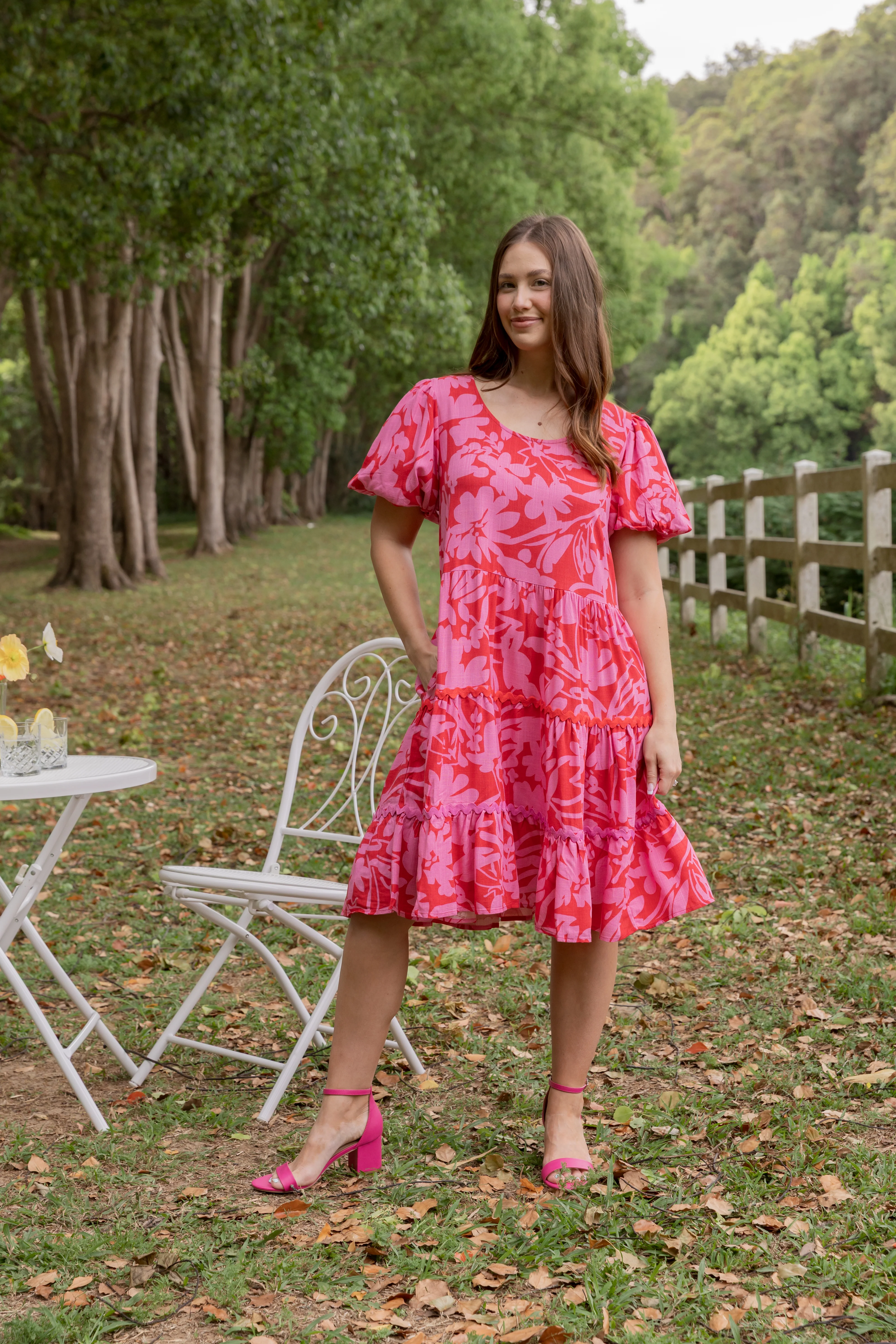 Greta Linen Blend Party Dress in Fiesta - Image 5