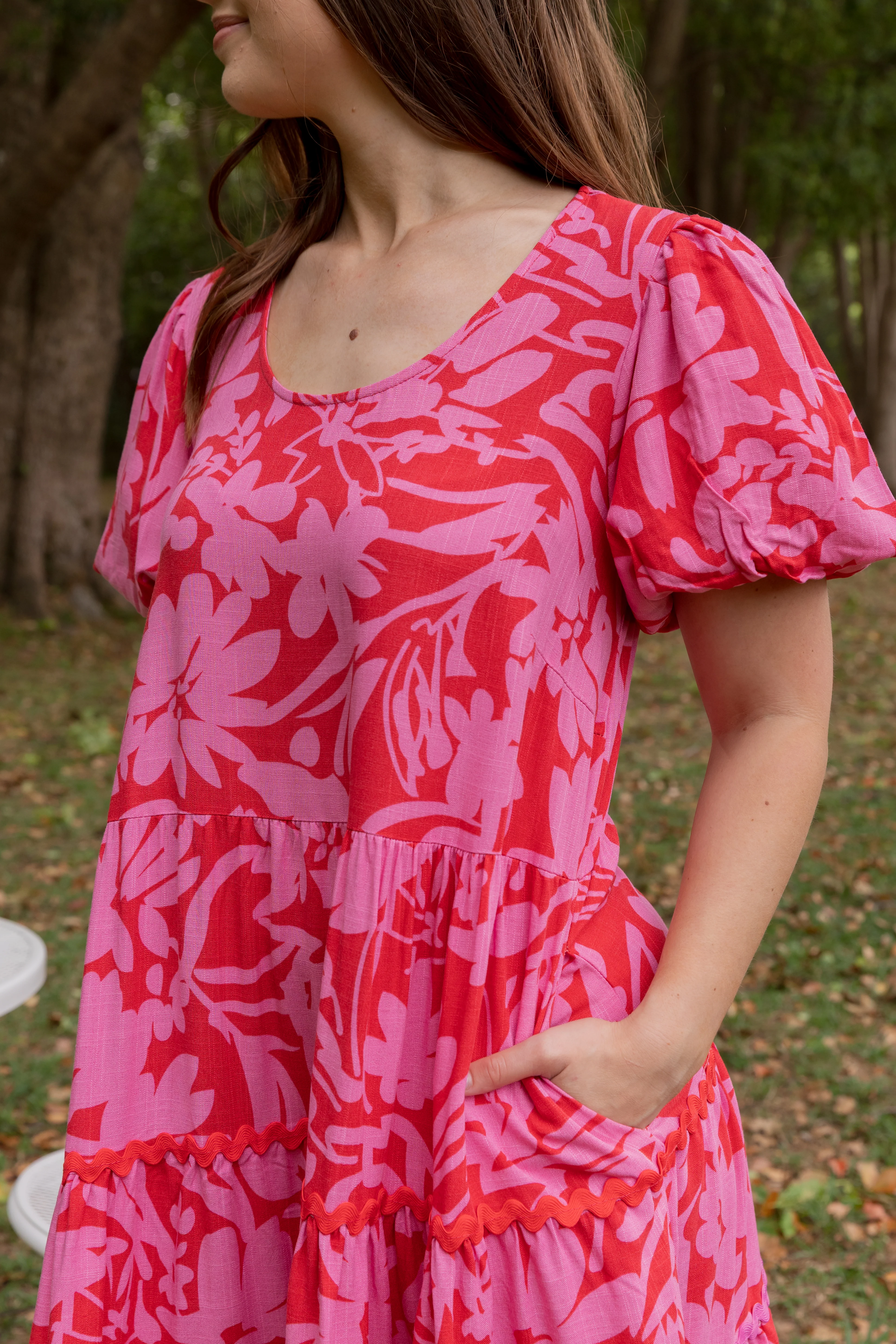 Greta Linen Blend Party Dress in Fiesta - Image 6