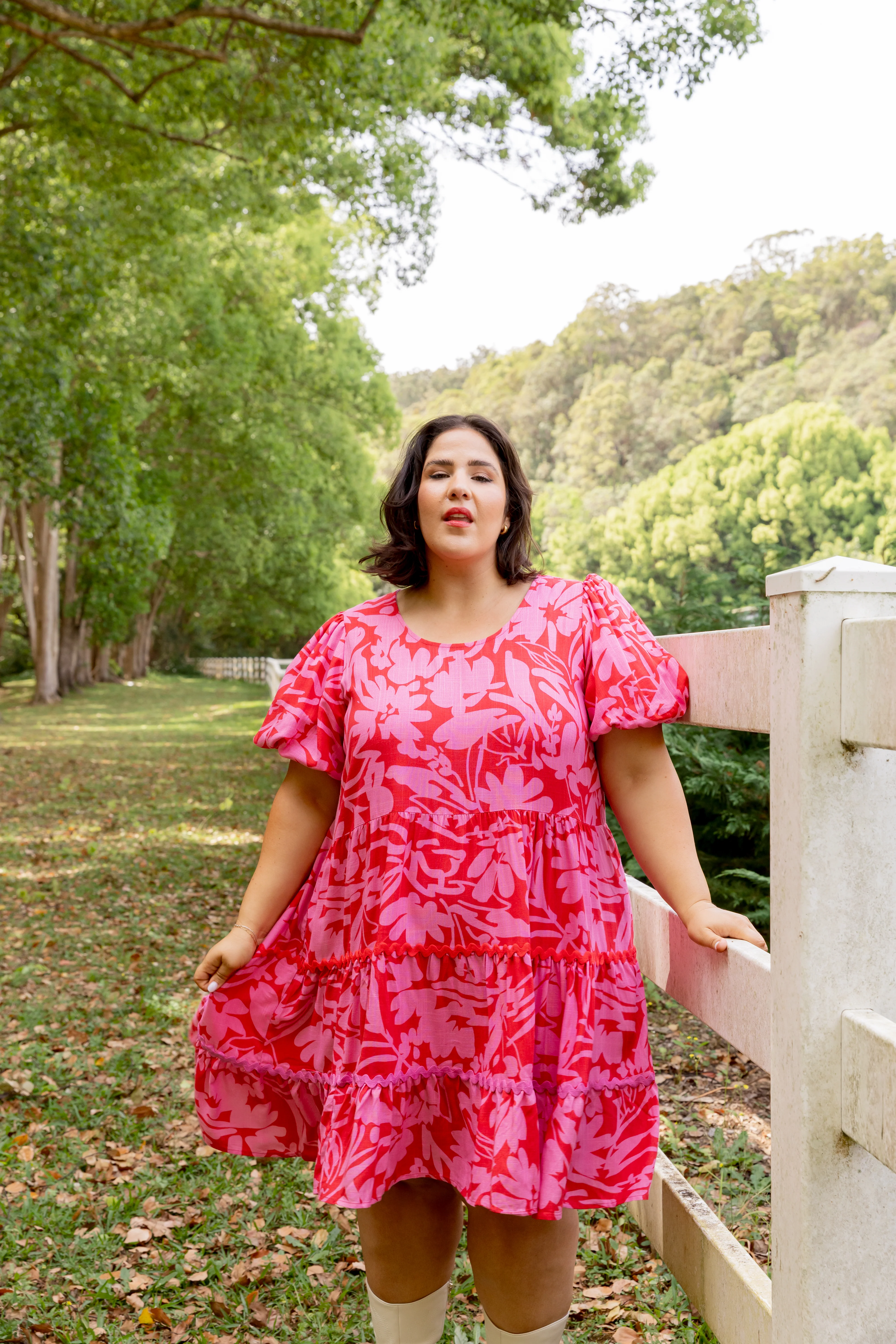 Greta Linen Blend Party Dress in Fiesta - Image 7