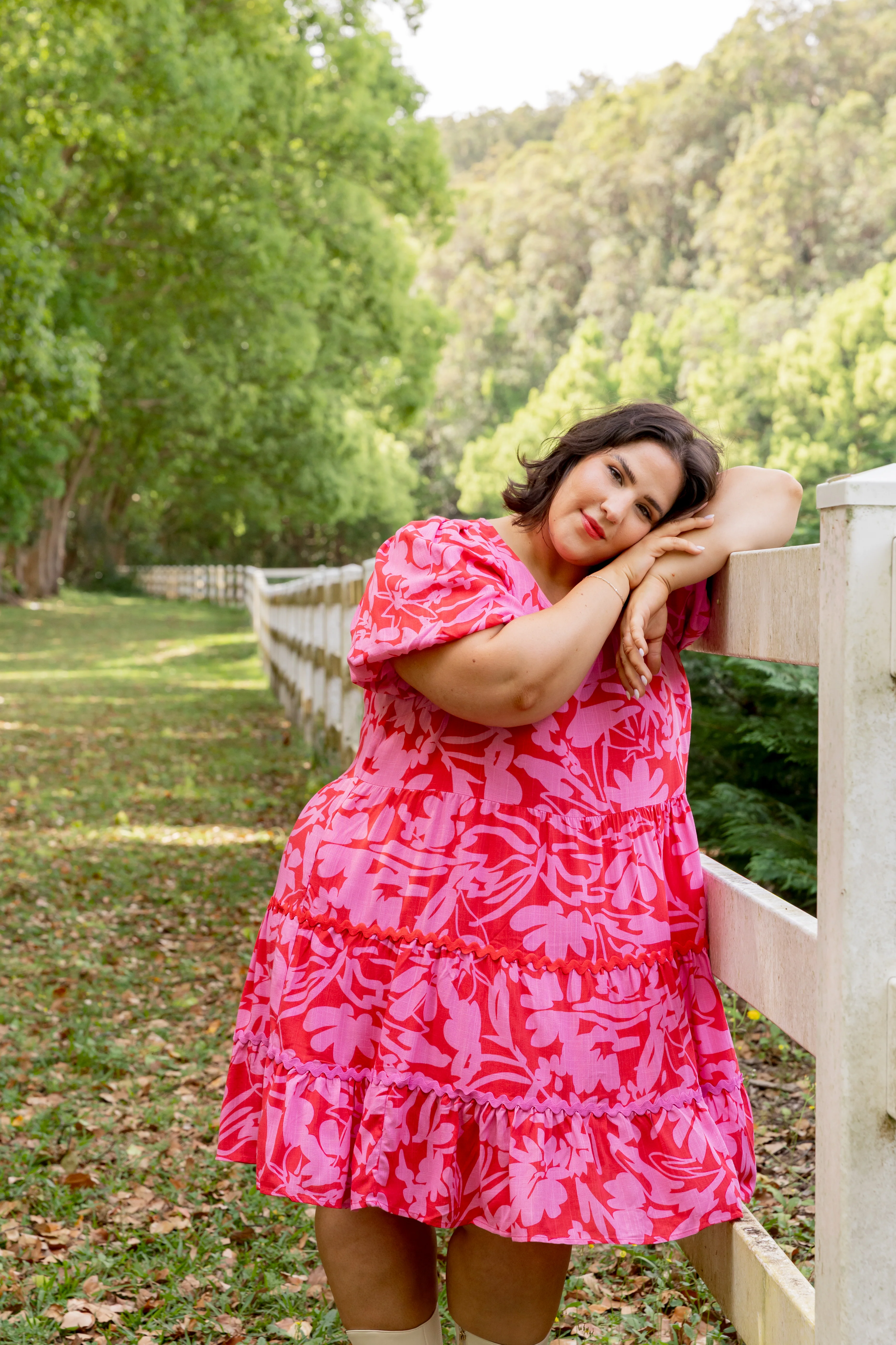 Greta Linen Blend Party Dress in Fiesta - Image 8
