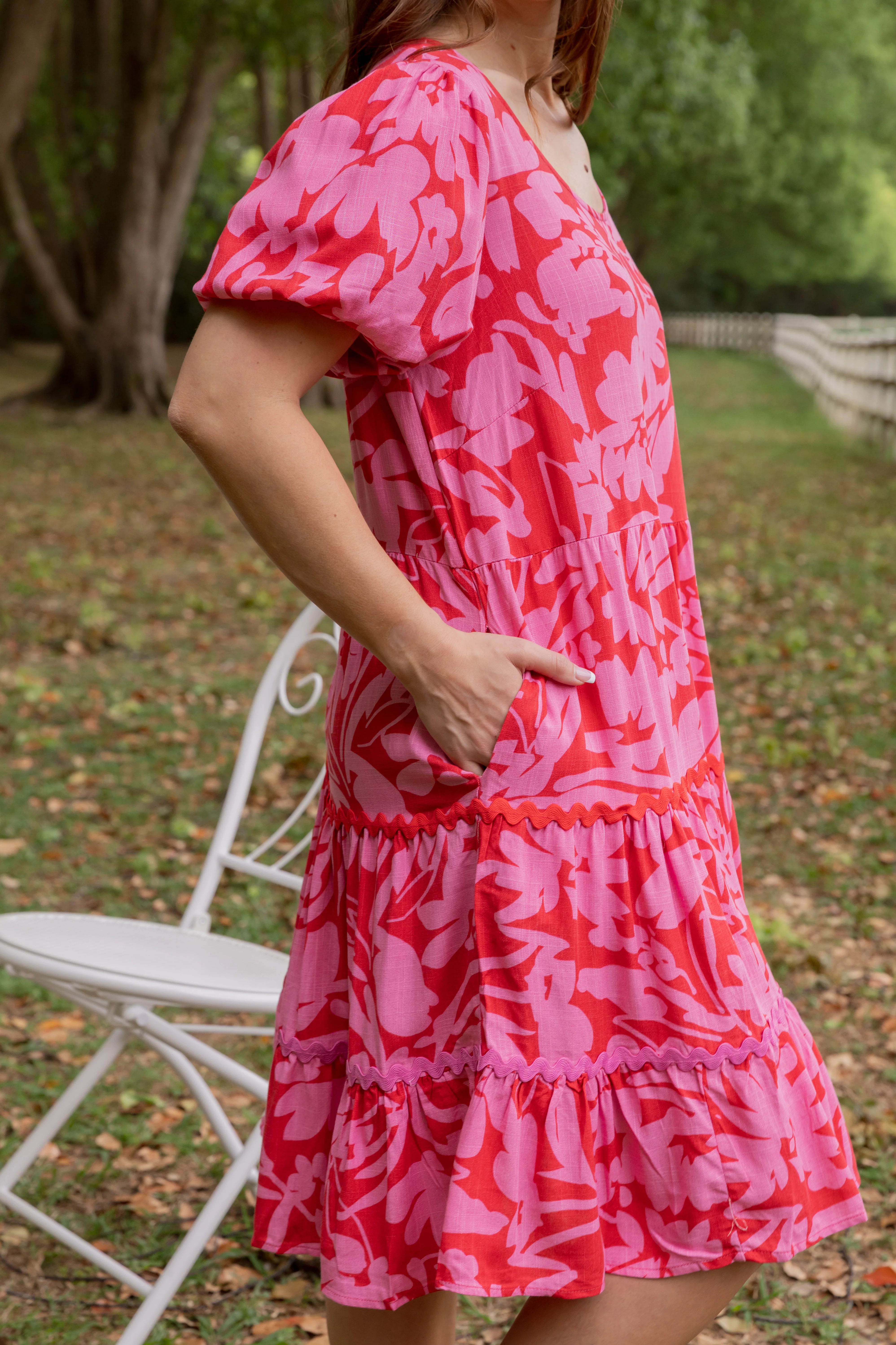 Greta Linen Blend Party Dress in Fiesta - Image 9