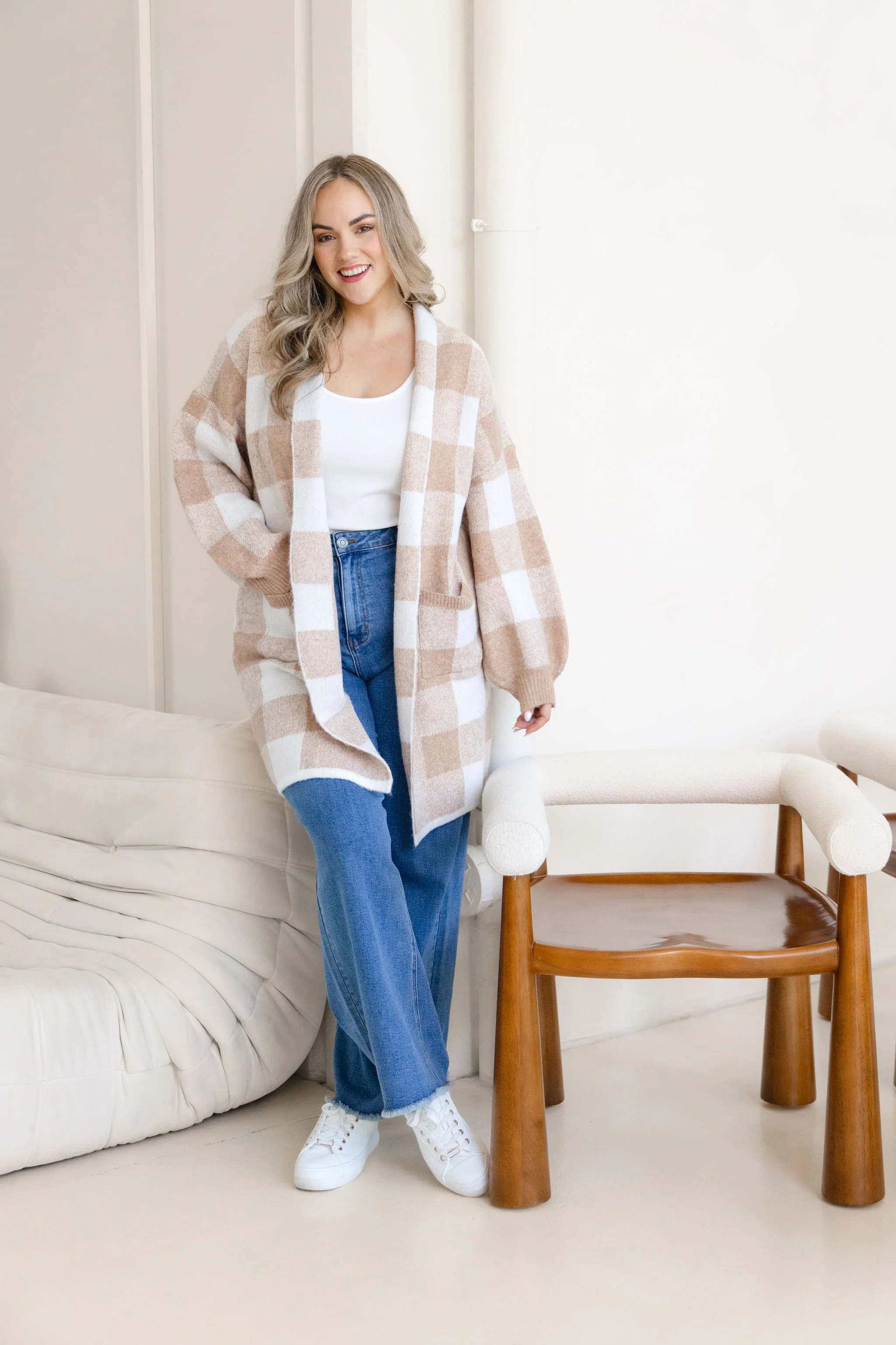Hampton Knit in Beige Gingham - Image 10