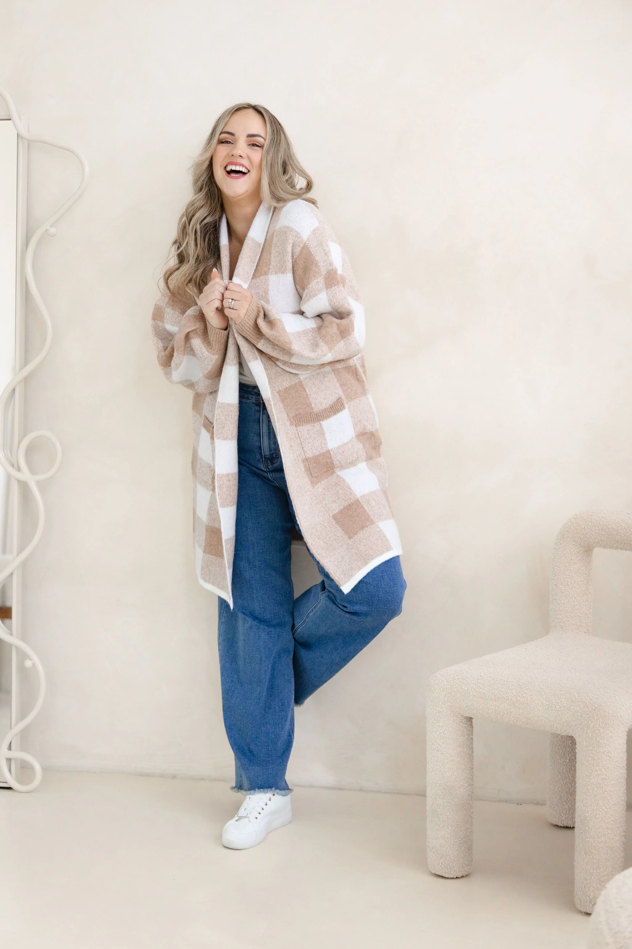 Hampton Knit in Beige Gingham - Image 2