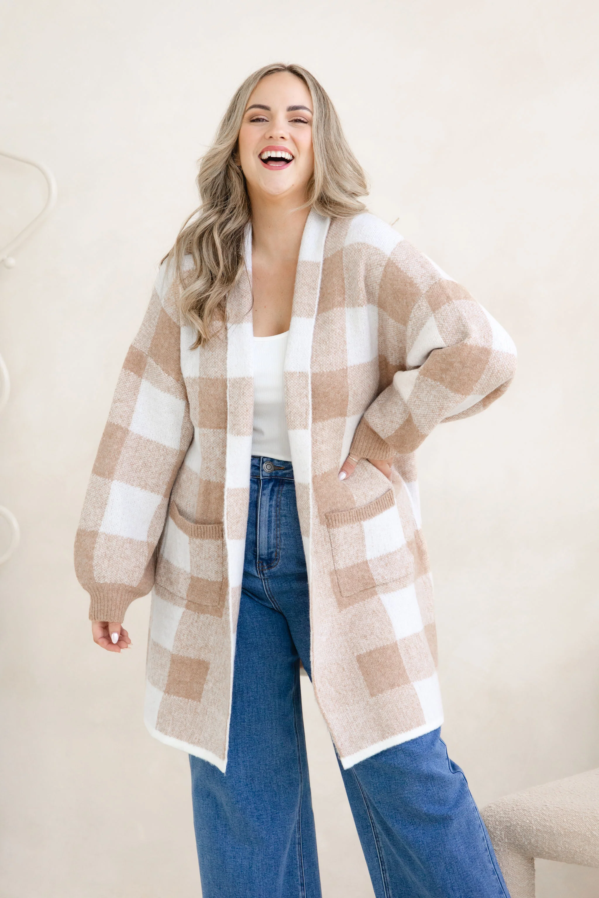 Hampton Knit in Beige Gingham - Image 4