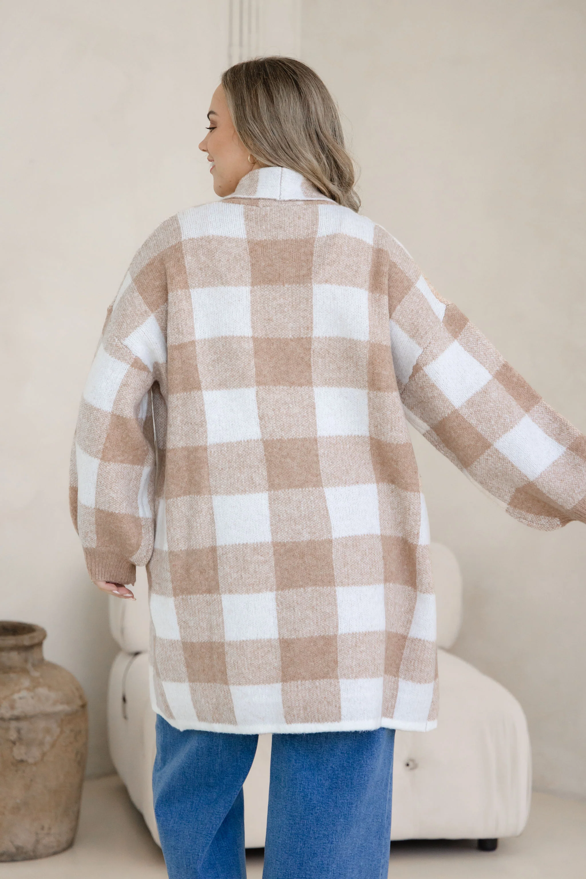 Hampton Knit in Beige Gingham - Image 7