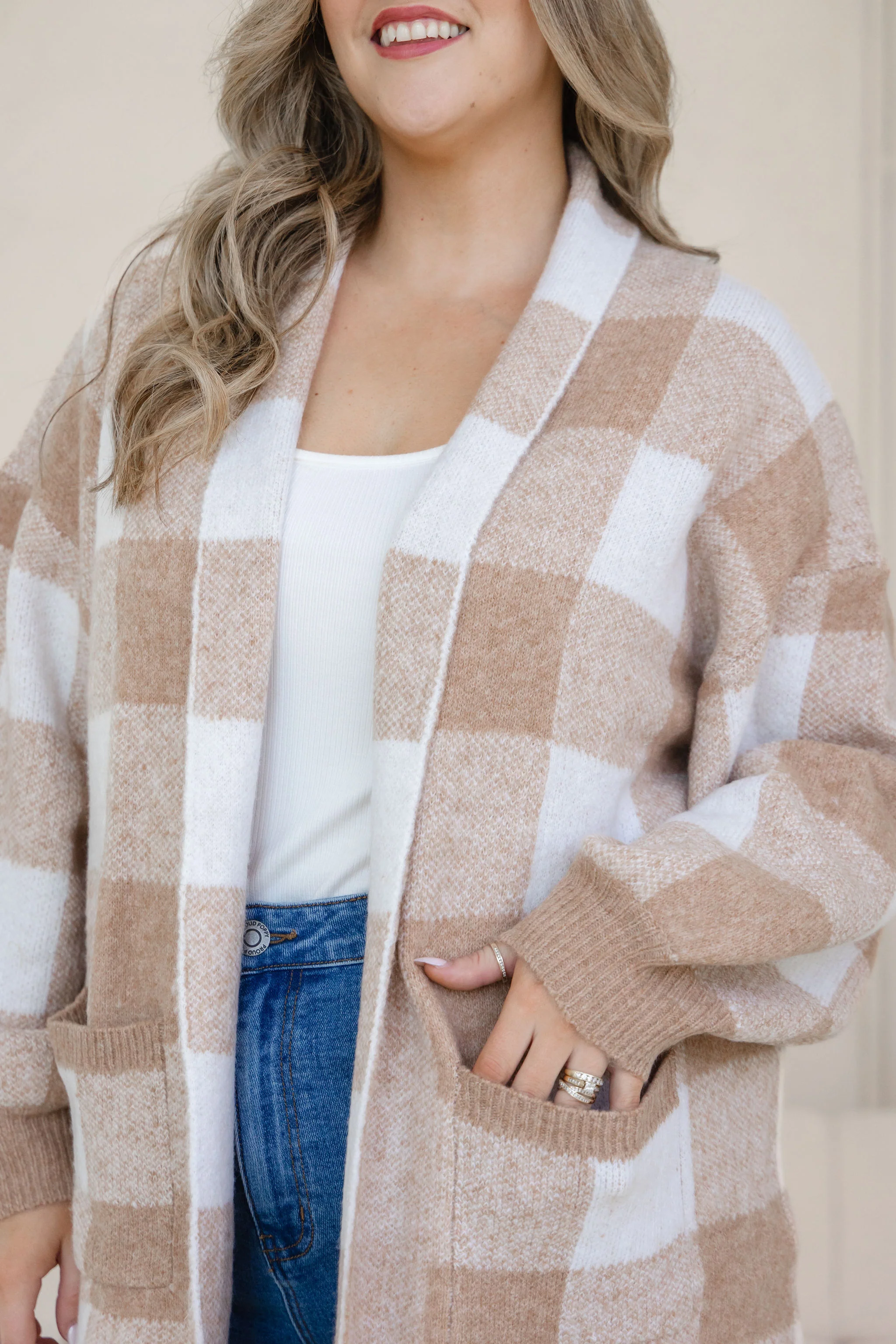 Hampton Knit in Beige Gingham - Image 8