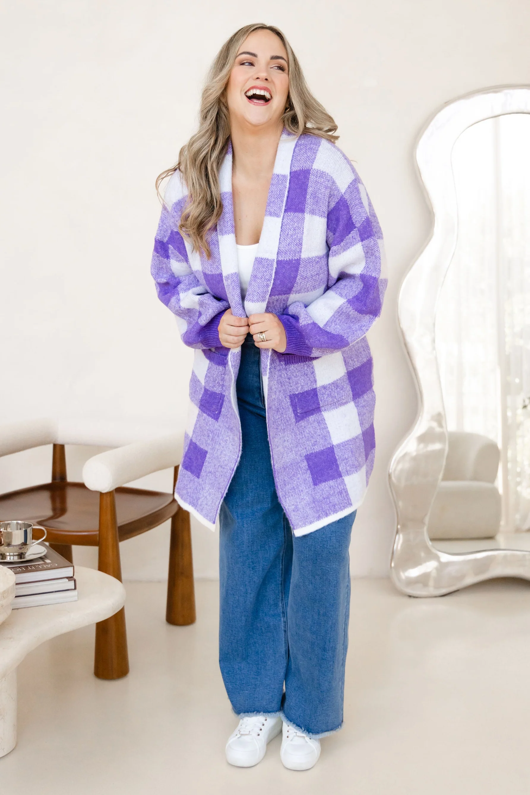 Hampton Knit in Purple Gingham - Image 2