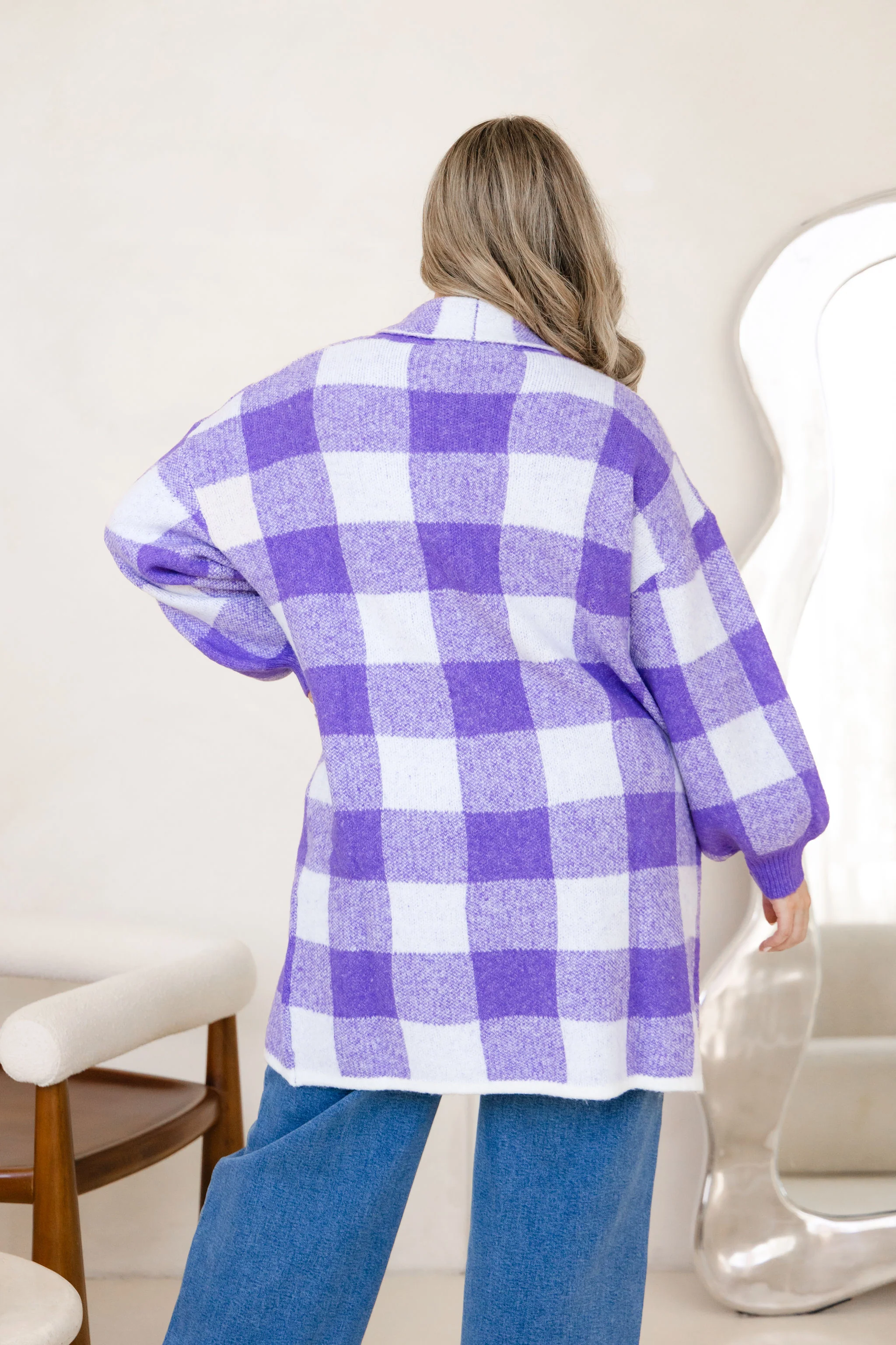 Hampton Knit in Purple Gingham - Image 7