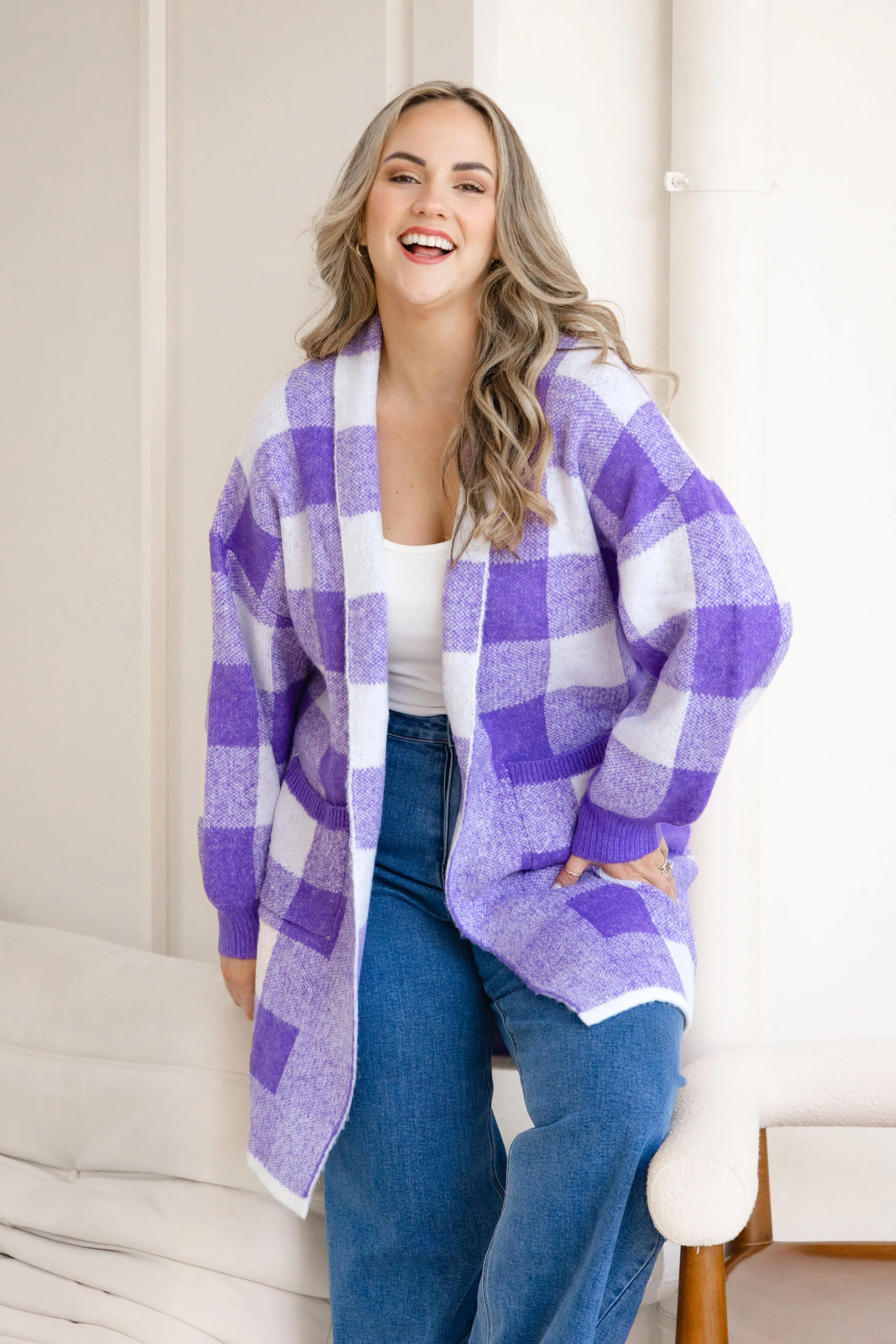 Hampton Knit in Purple Gingham - Image 8