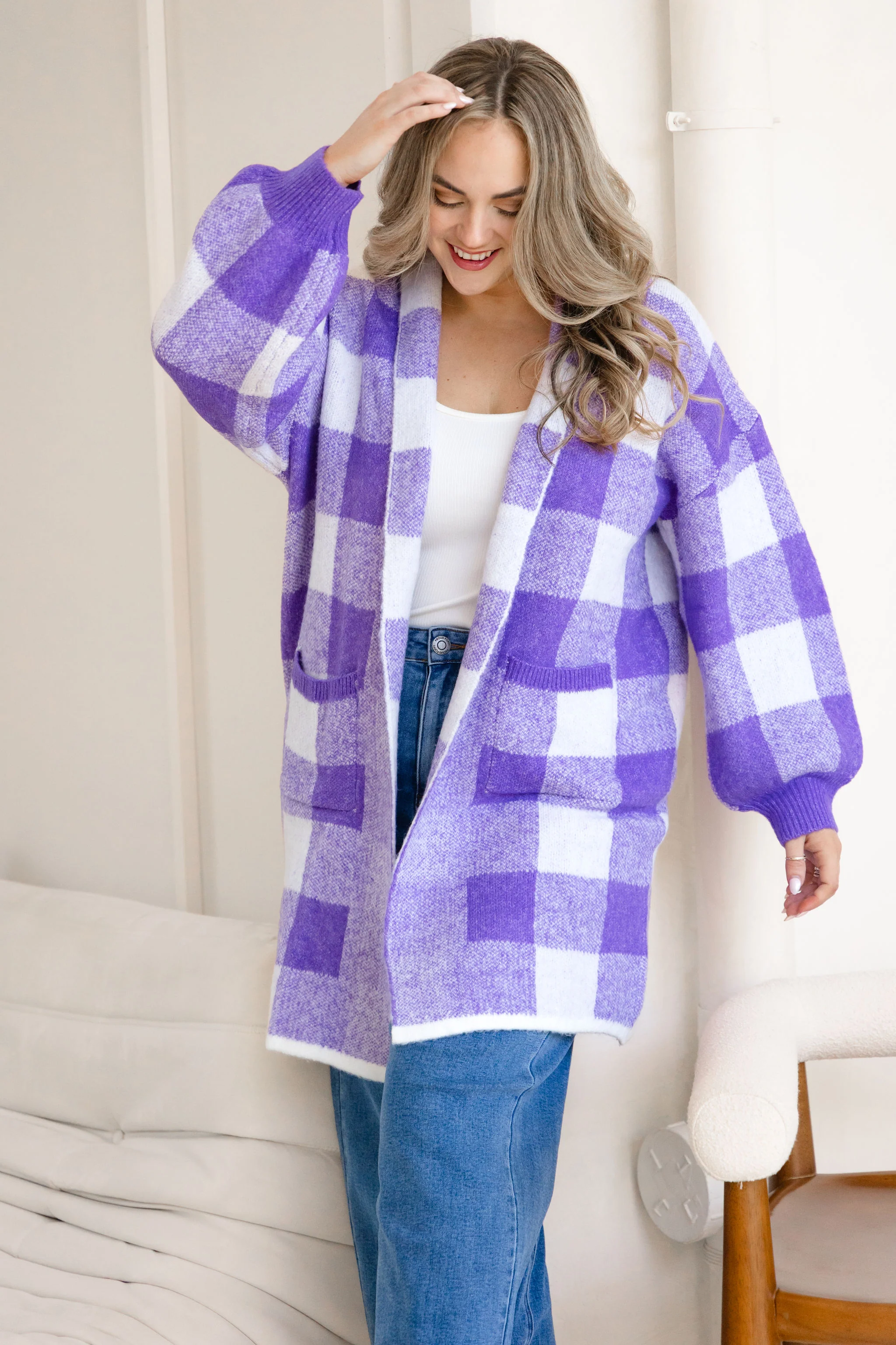Hampton Knit in Purple Gingham - Image 9